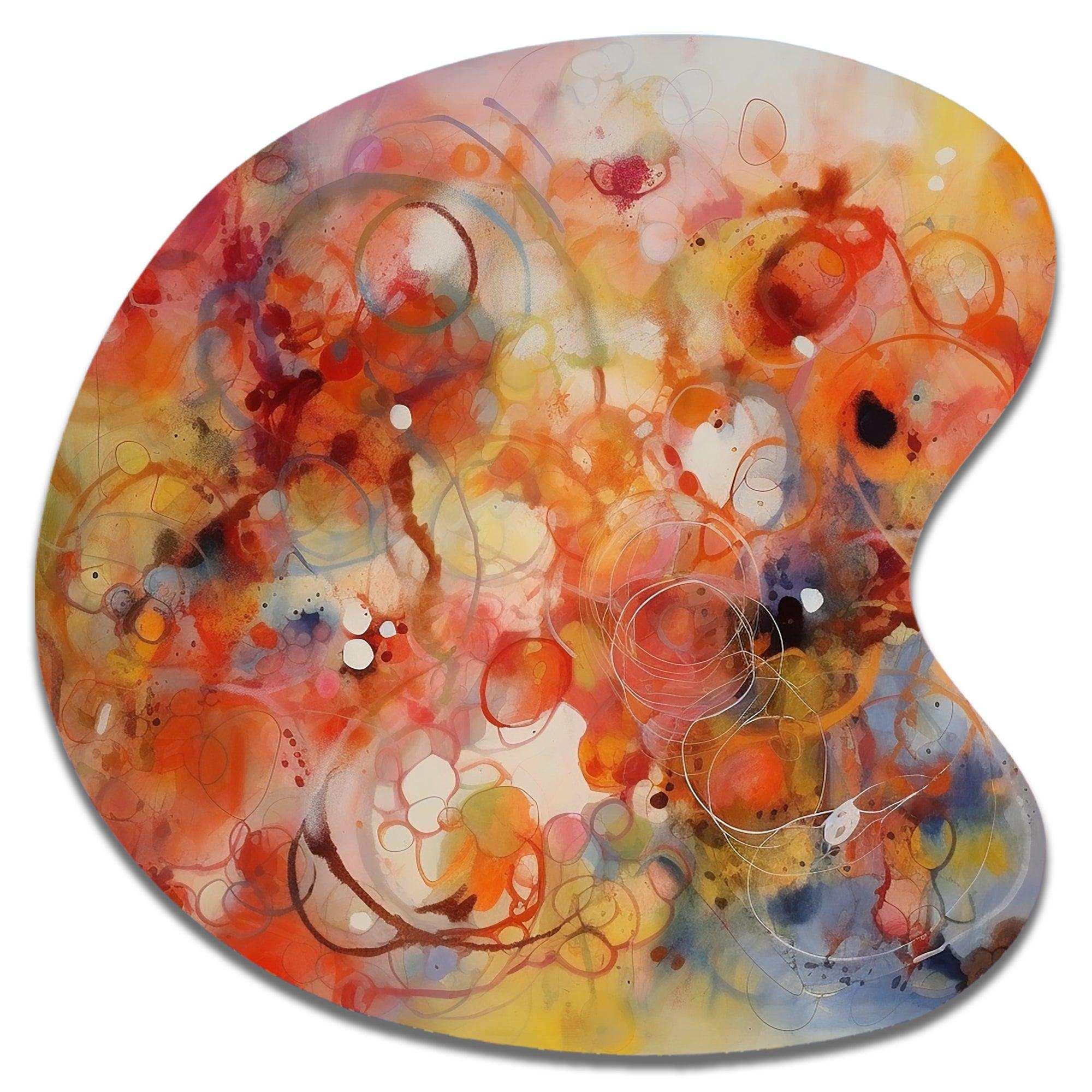 Orange Red Marbled Dreamscape II - Asymmetric Metal Wall Art