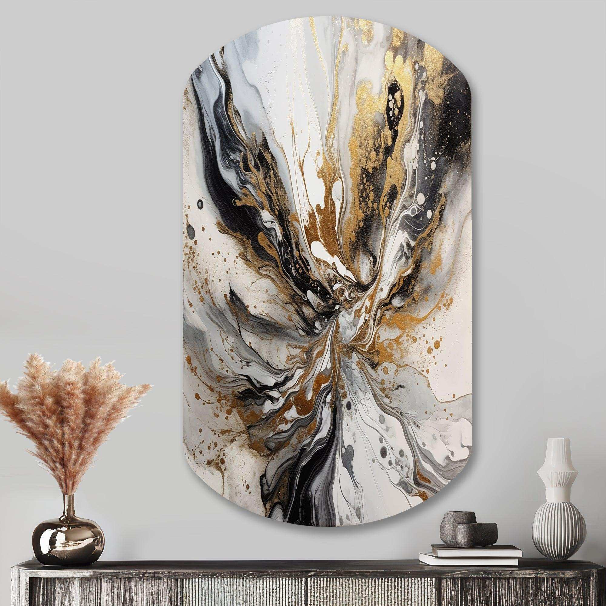 Painting Artwork With Swirls Marble II - Asymmetric Metal Wall Art