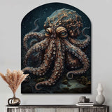 Brown Octopus Under The Sea - Asymmetric Metal Wall Art