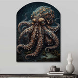 Brown Octopus Under The Sea - Asymmetric Metal Wall Art