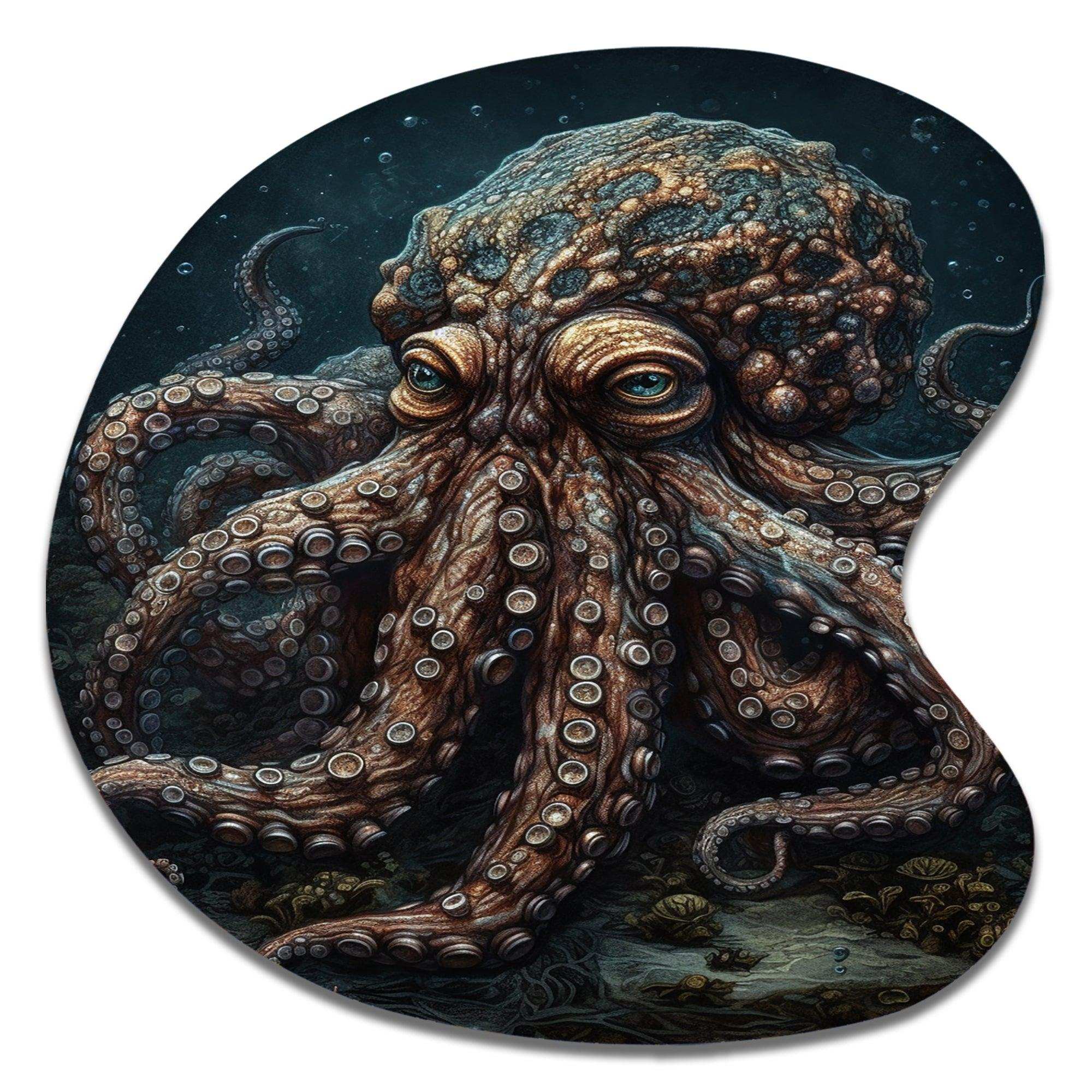 Brown Octopus Under The Sea - Asymmetric Metal Wall Art