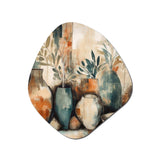 Orange And Green Channeling Bohemian Vibes - Asymmetric Metal Wall Art