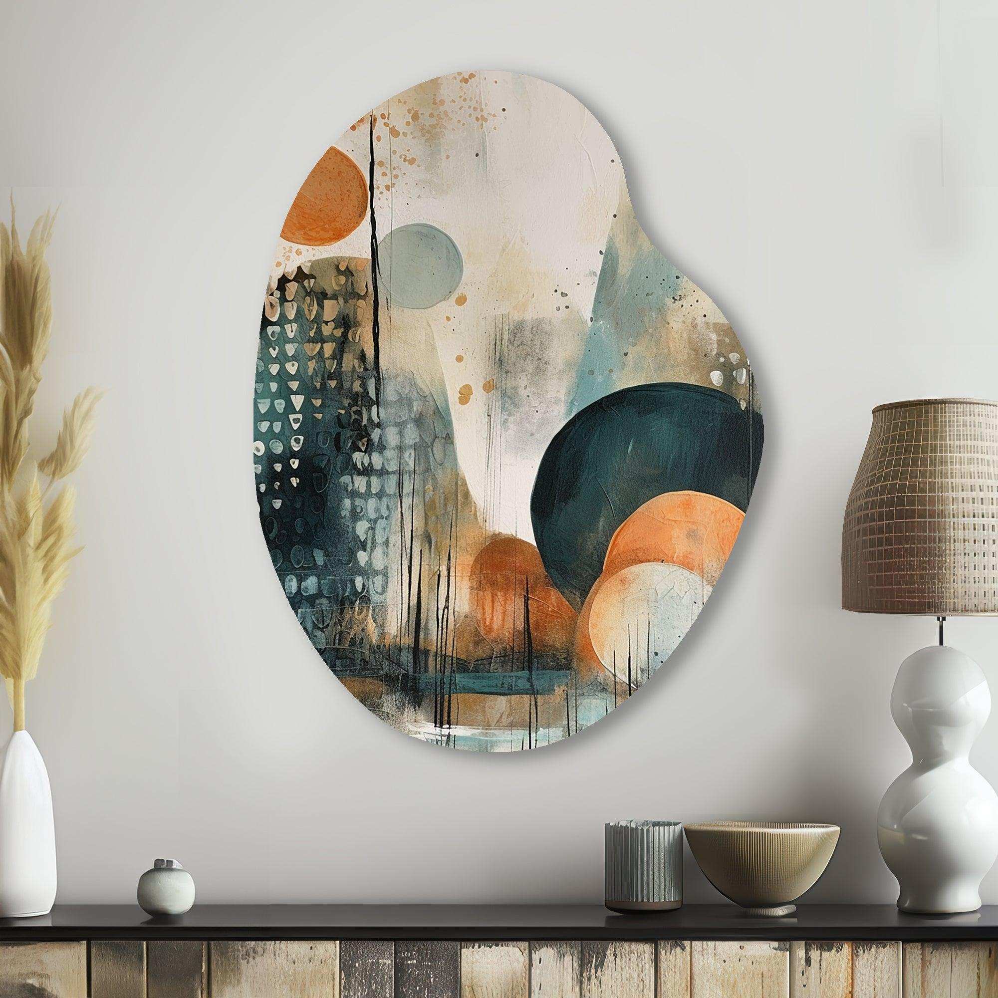 Green And Brown Artistic Liberation III - Asymmetric Metal Wall Art
