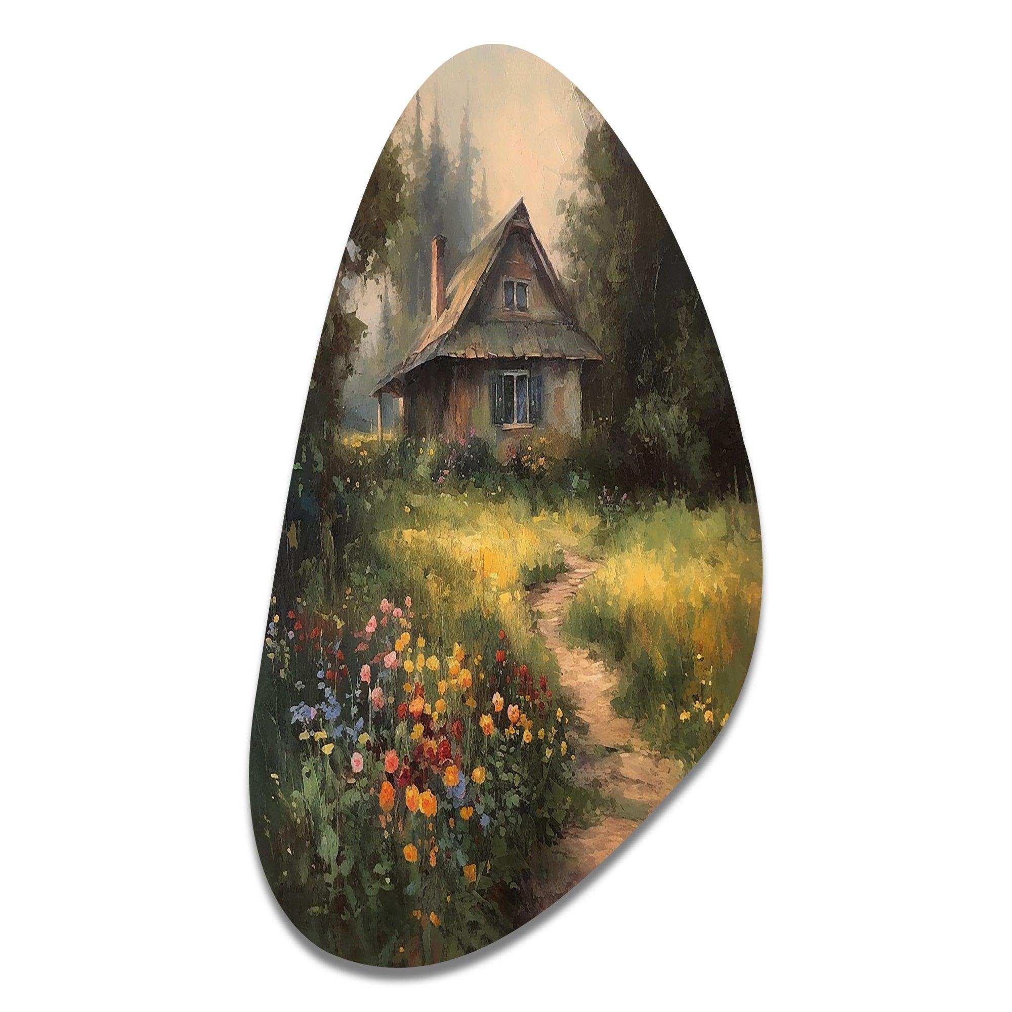 Quaint Cottage And Garden Oasis I - Asymmetric Metal Wall Art