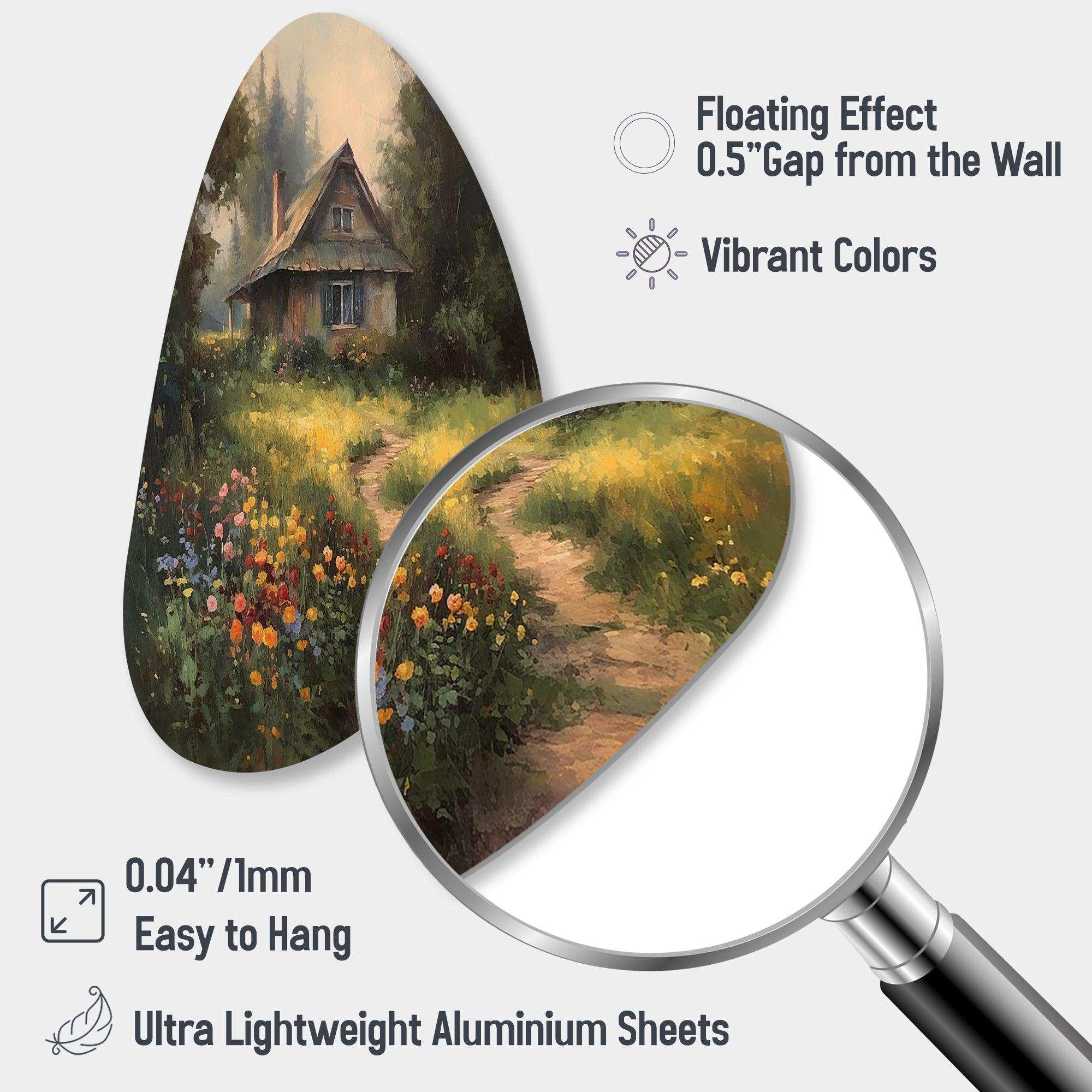 Quaint Cottage And Garden Oasis I - Asymmetric Metal Wall Art