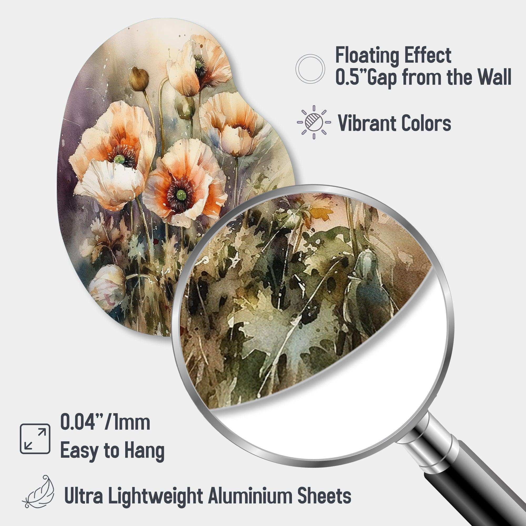Orange Peonies Blooms II - Asymmetric Metal Wall Art