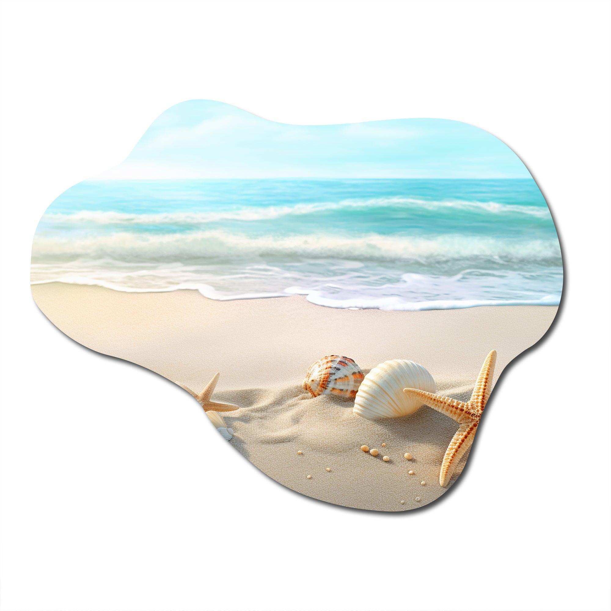 Starfish And Seashells I - Asymmetric Metal Wall Art