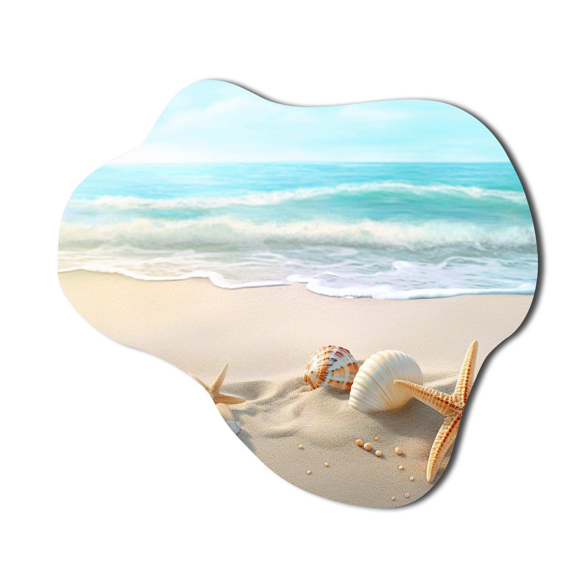 Starfish And Seashells I - Asymmetric Metal Wall Art