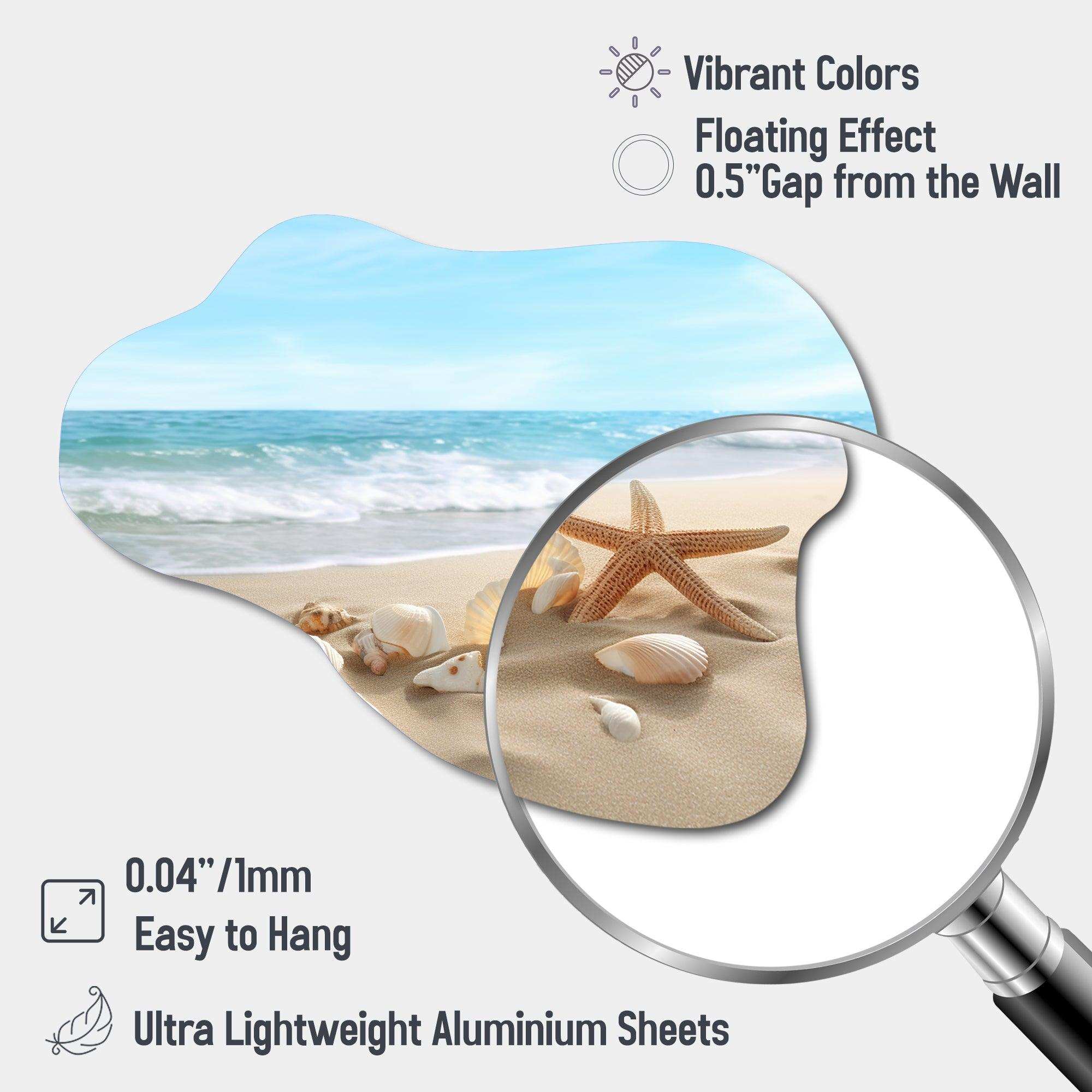 Starfish And Seashells V - Asymmetric Metal Wall Art