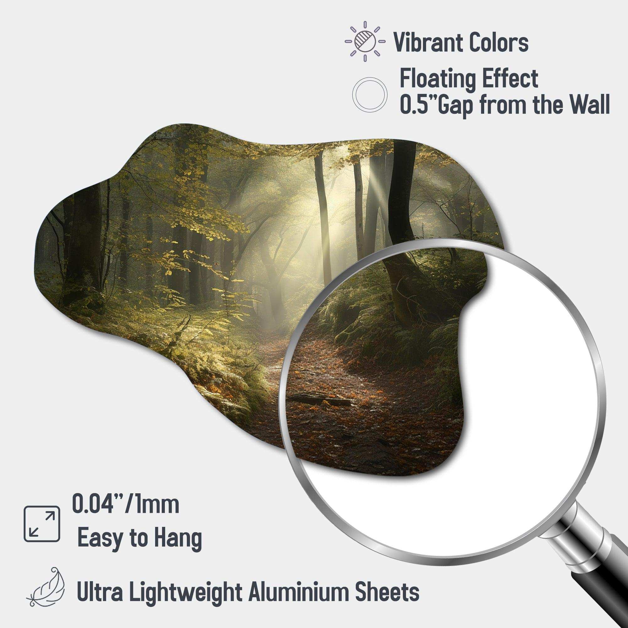 Misty Trail In The Woods I - Asymmetric Metal Wall Art