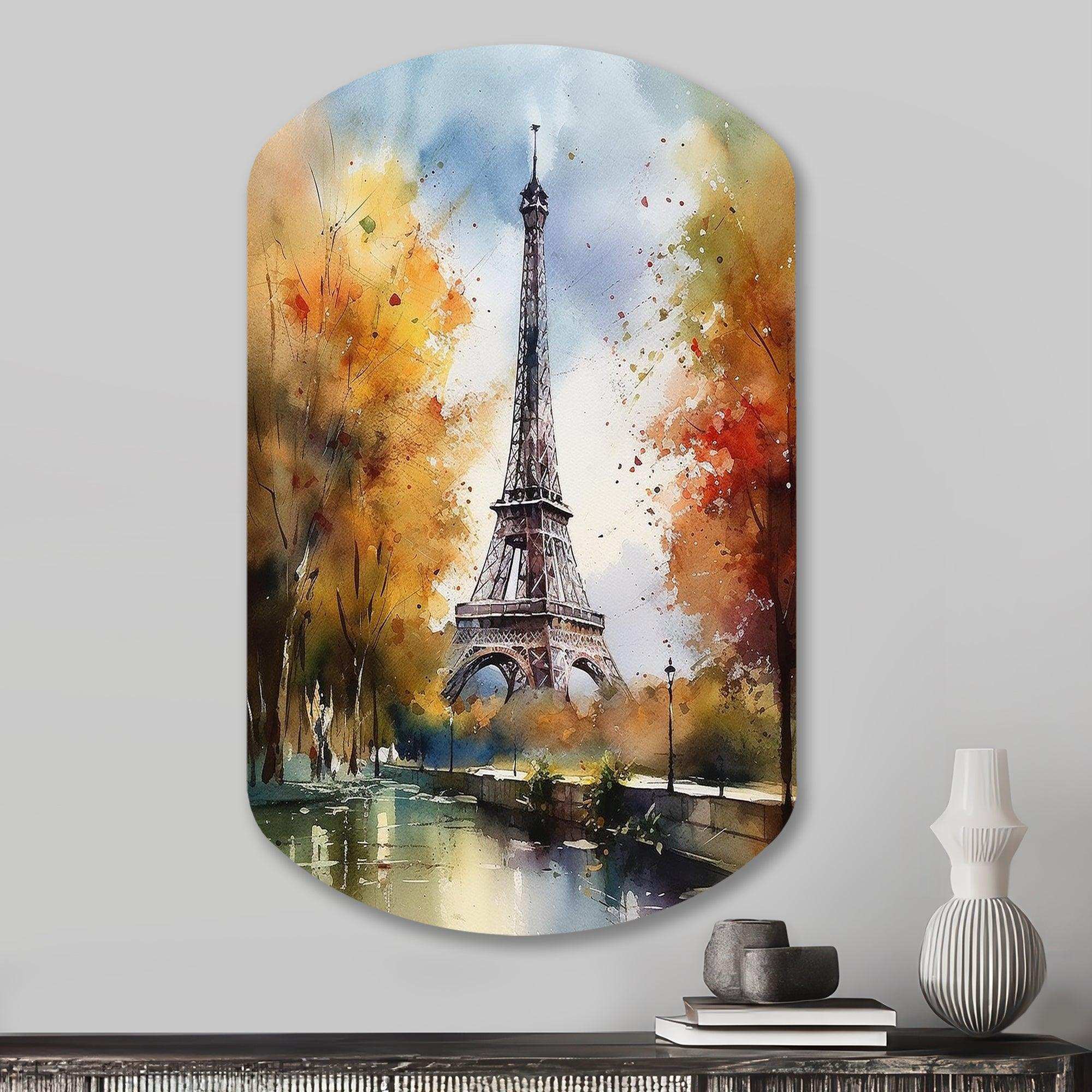 Pastel Eiffel Tower In Paris III - Asymmetric Metal Wall Art
