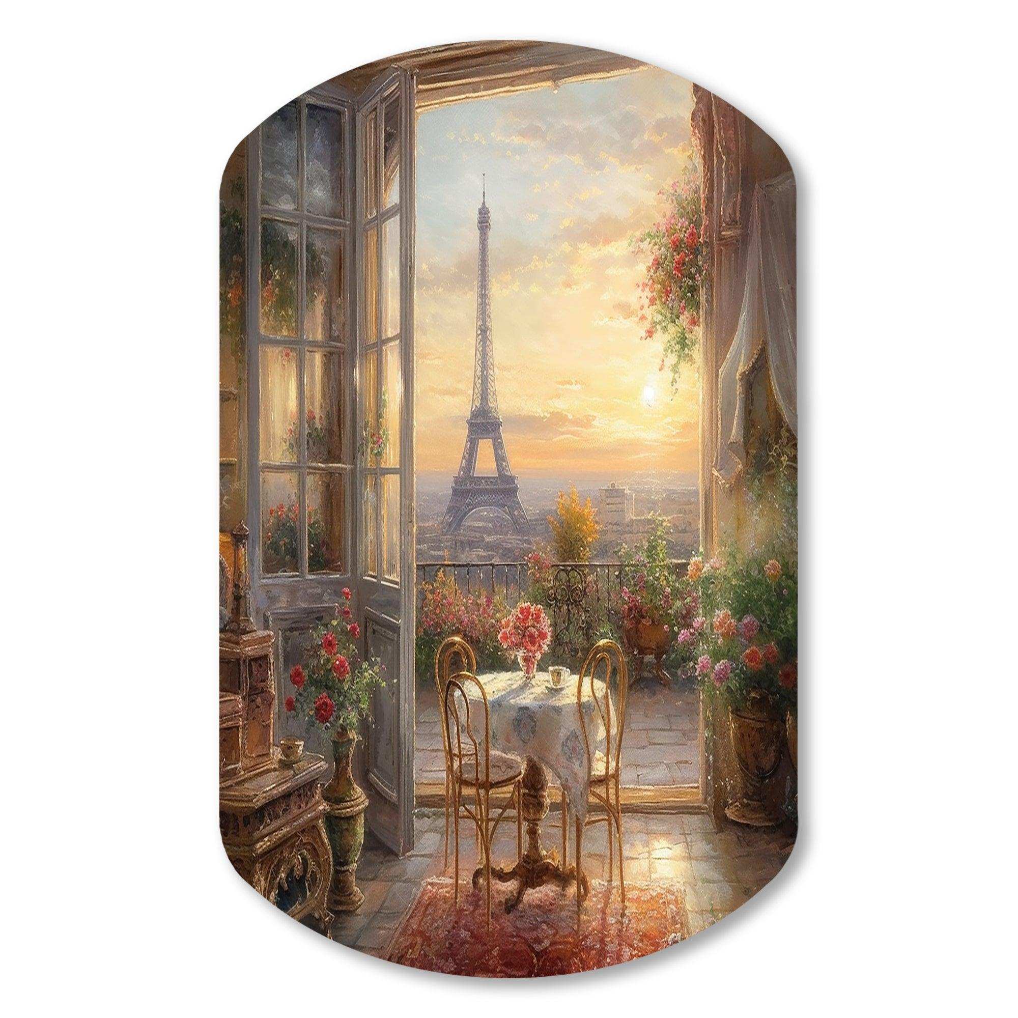 Beautiful Eiffel Tower In Paris II - Asymmetric Metal Wall Art