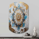 Blue And Gold Mandala I - Asymmetric Metal Wall Art