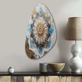 Blue And Gold Mandala I - Asymmetric Metal Wall Art