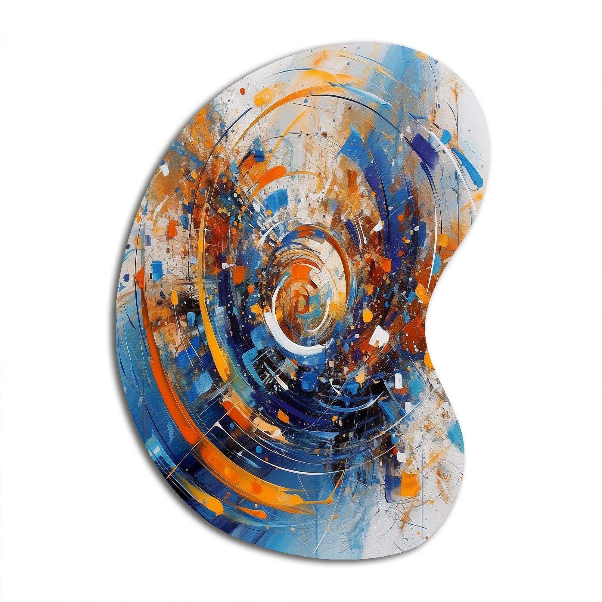 Blue And Orange Space - Asymmetric Metal Wall Art