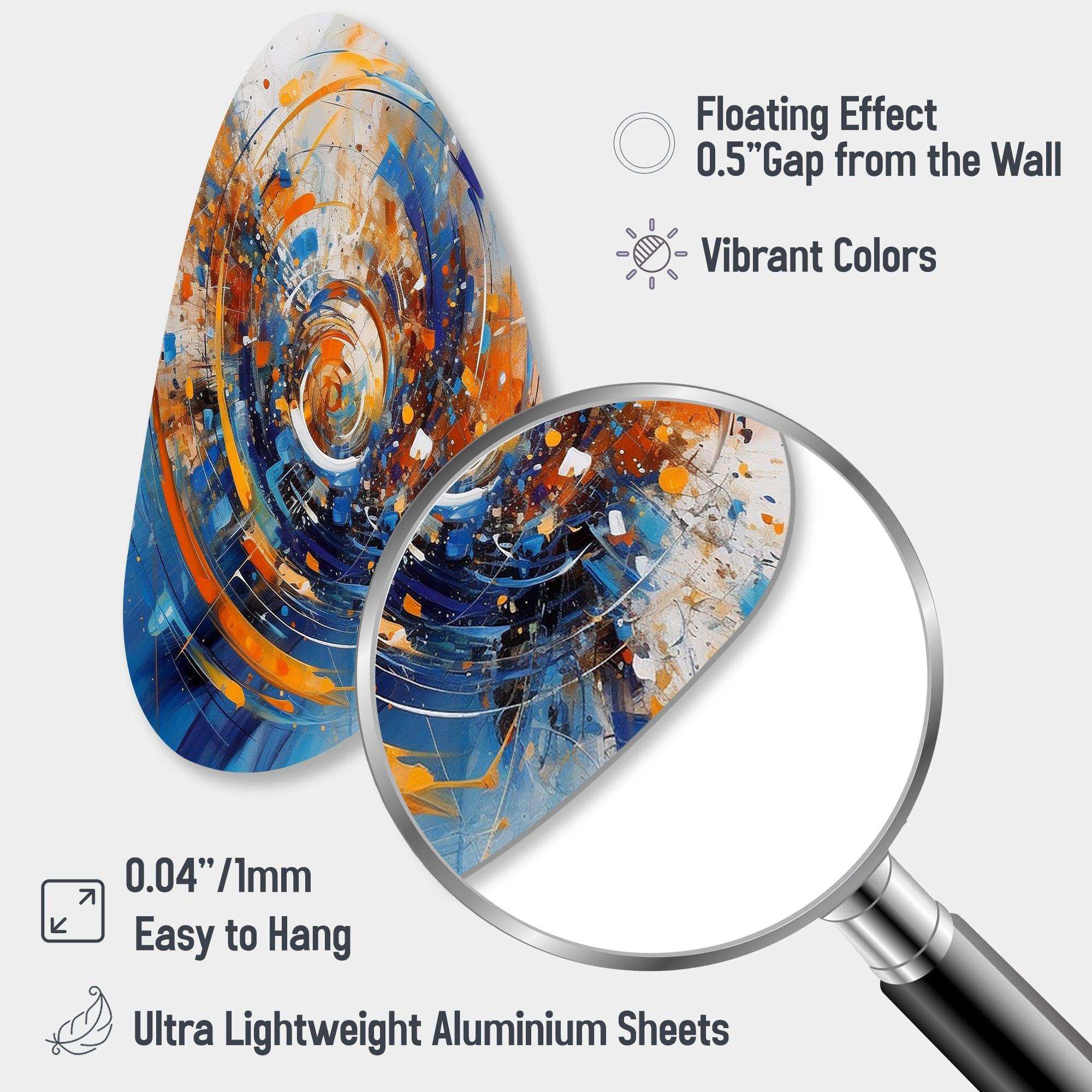 Blue And Orange Space - Asymmetric Metal Wall Art