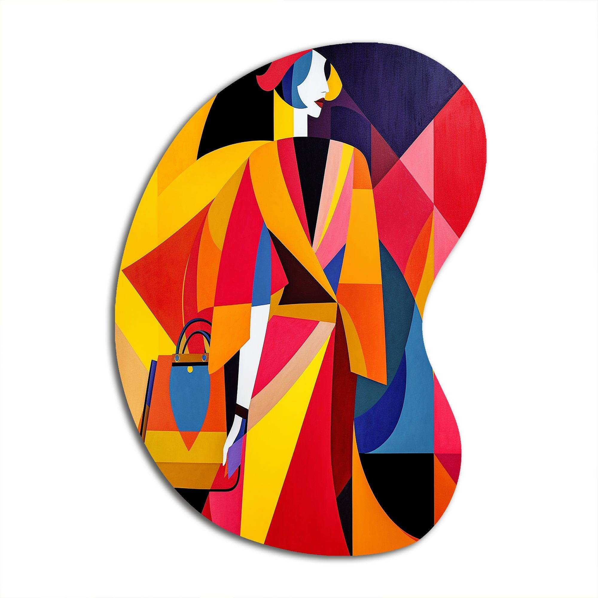 Female Art Deco Portrait I - Asymmetric Metal Wall Art