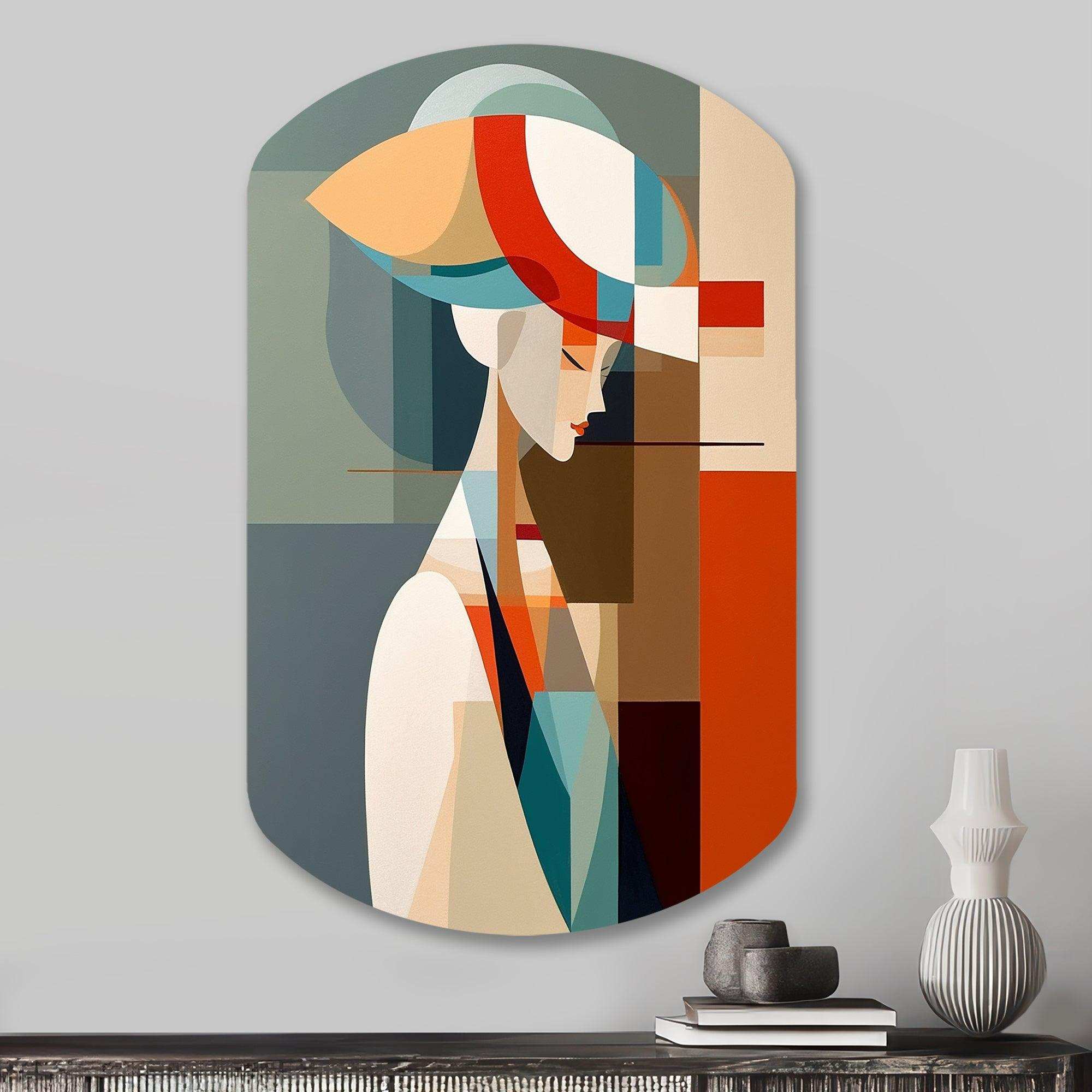 Female Art Deco Portrait IV - Asymmetric Metal Wall Art