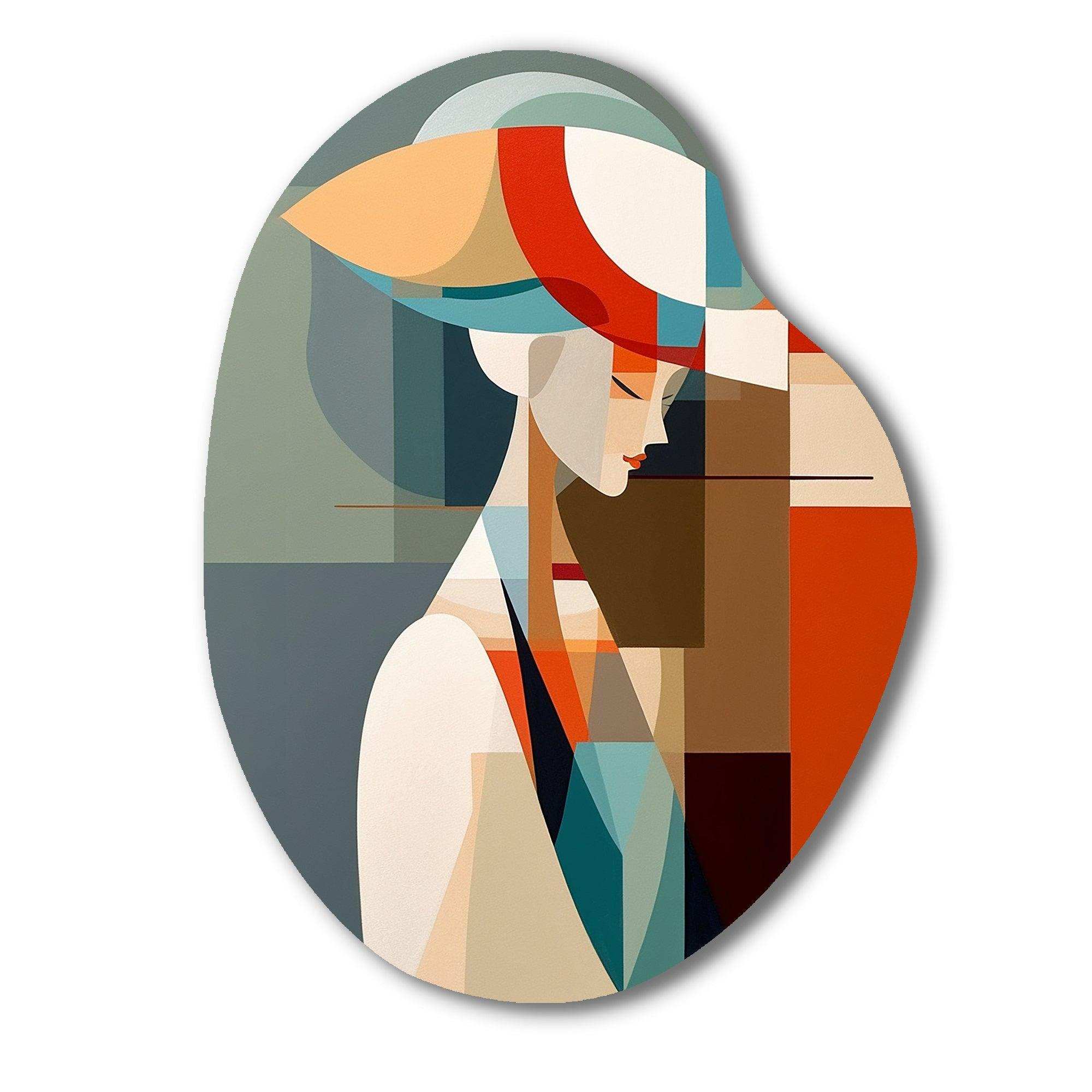 Female Art Deco Portrait IV - Asymmetric Metal Wall Art