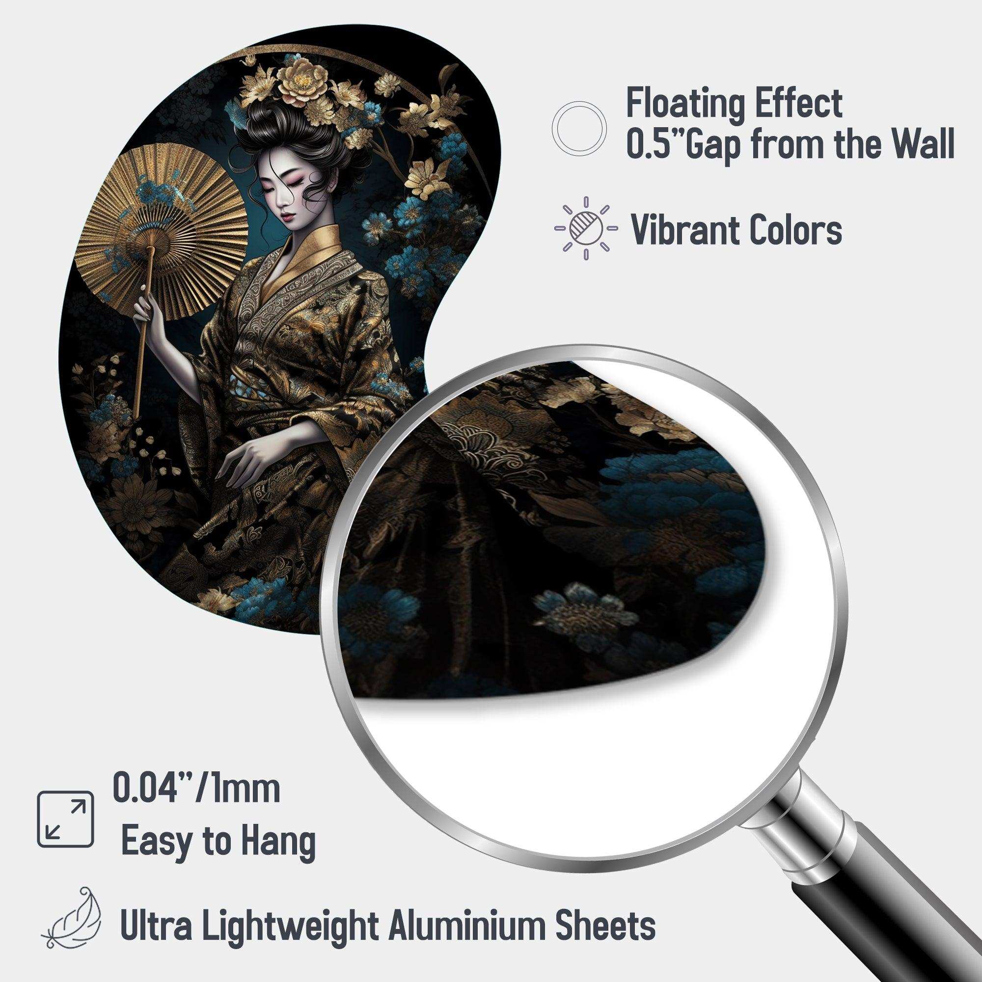 Elegant Japanese Woman IV - Asymmetric Metal Wall Art