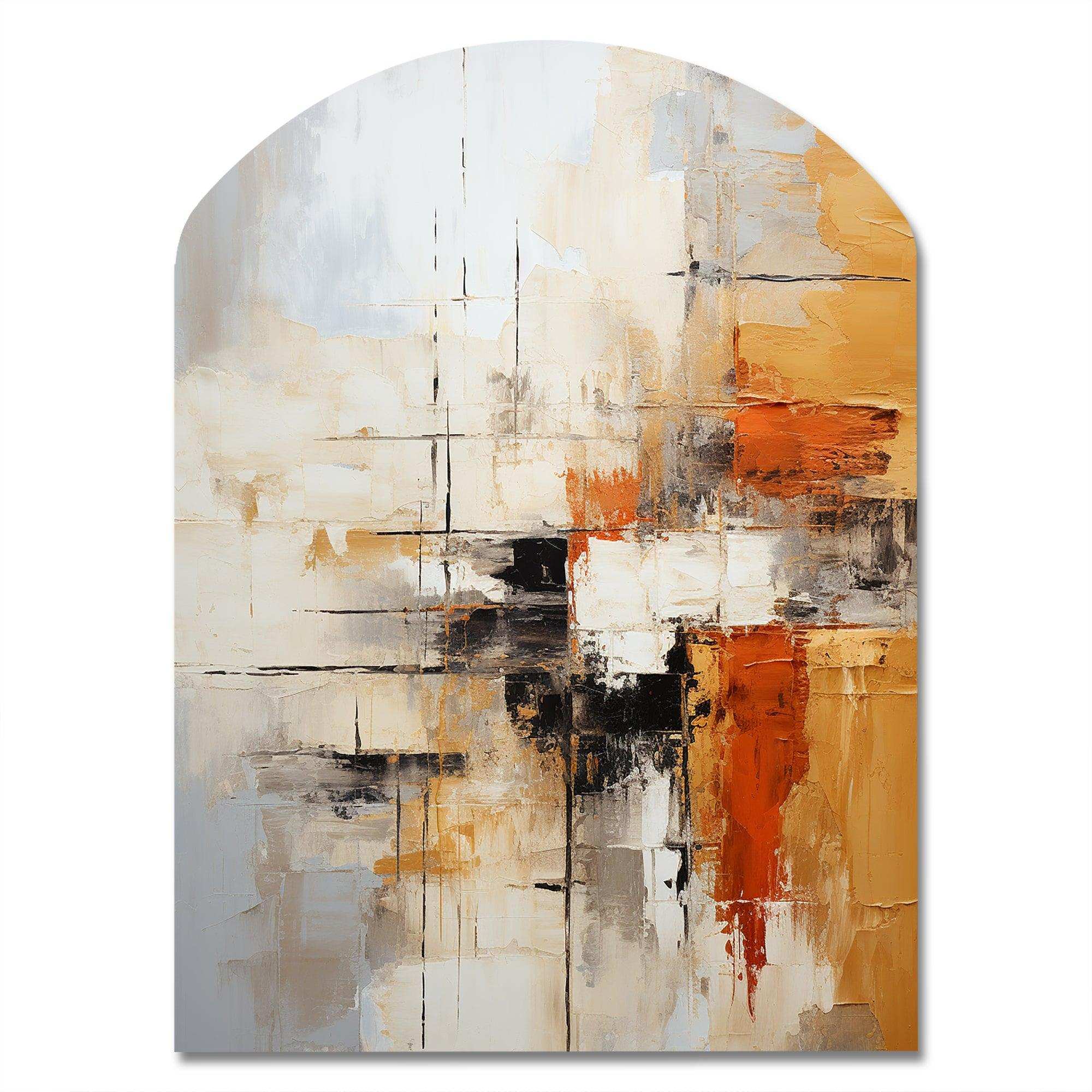 Orange Black Abstract Fractal Impressions - Asymmetric Metal Wall Art