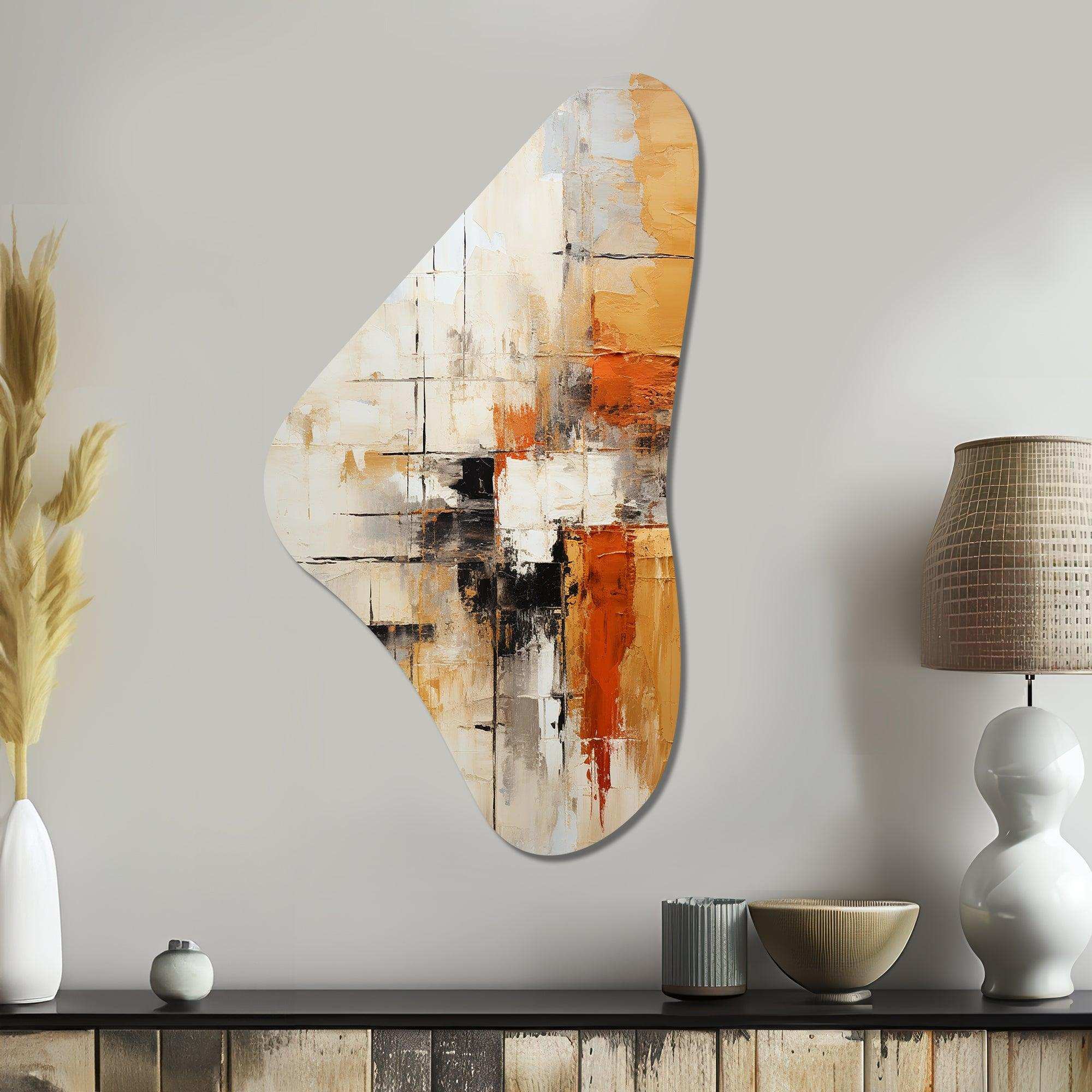 Orange Black Abstract Fractal Impressions - Asymmetric Metal Wall Art