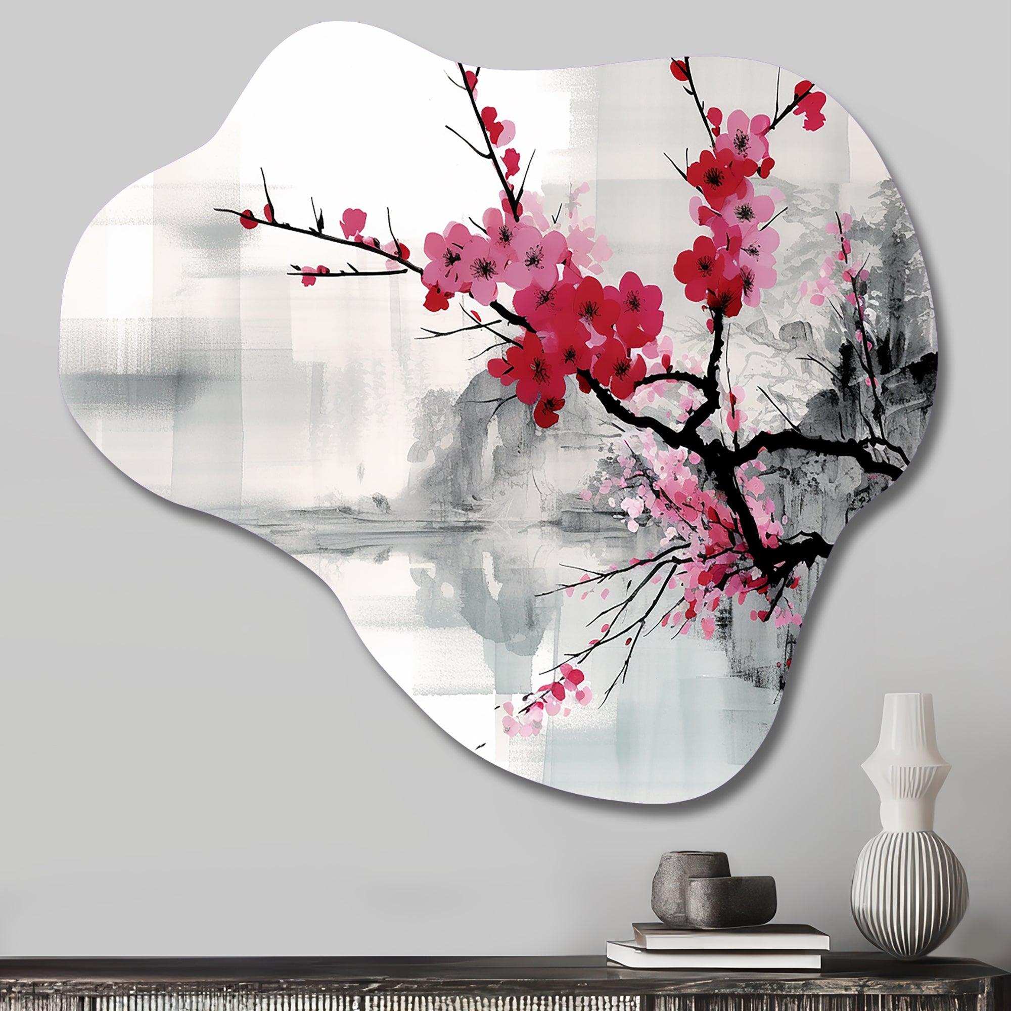 Asian Art Sumi Lake II - Asymmetric Metal Wall Art
