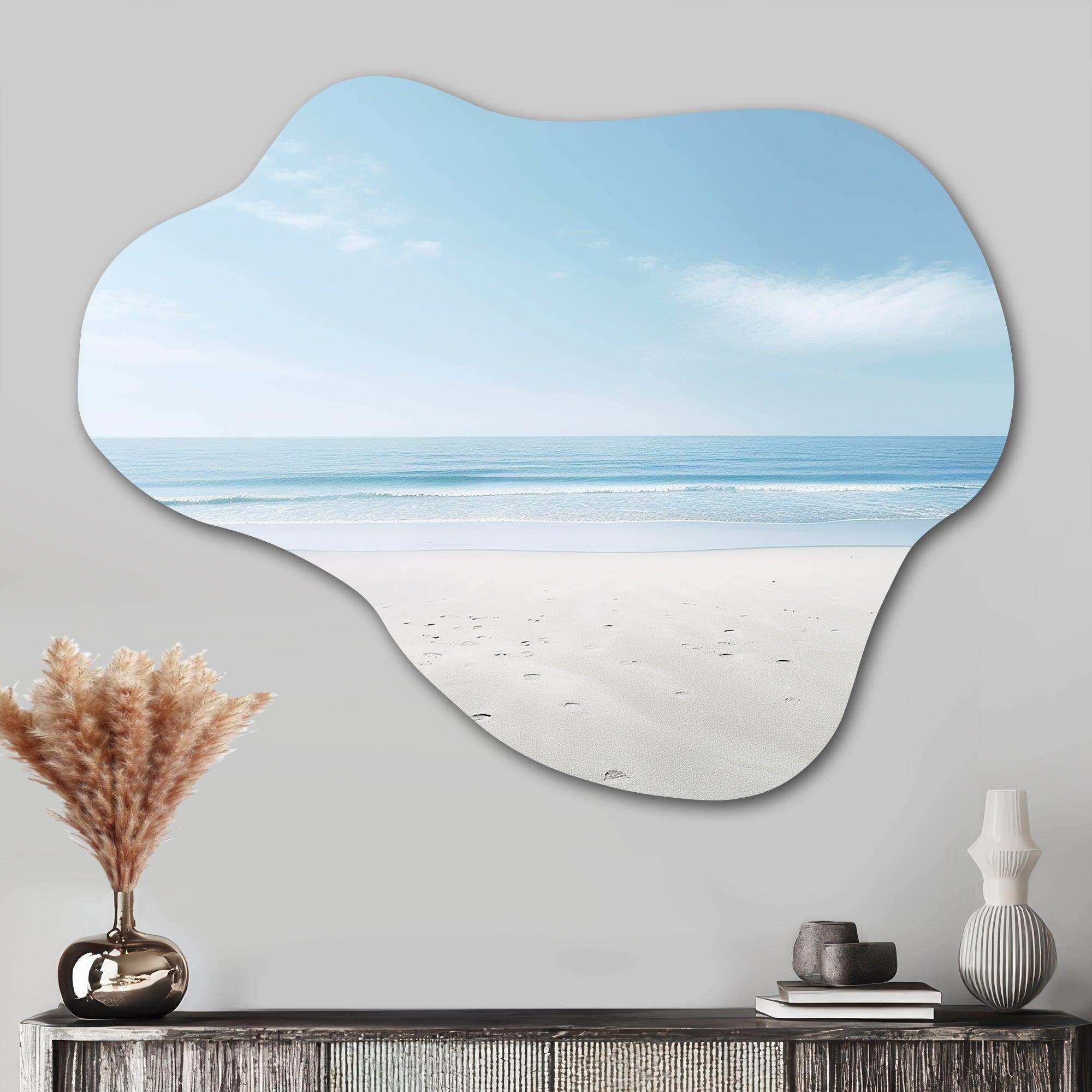Minimalism Beachside Serenity - Asymmetric Metal Wall Art