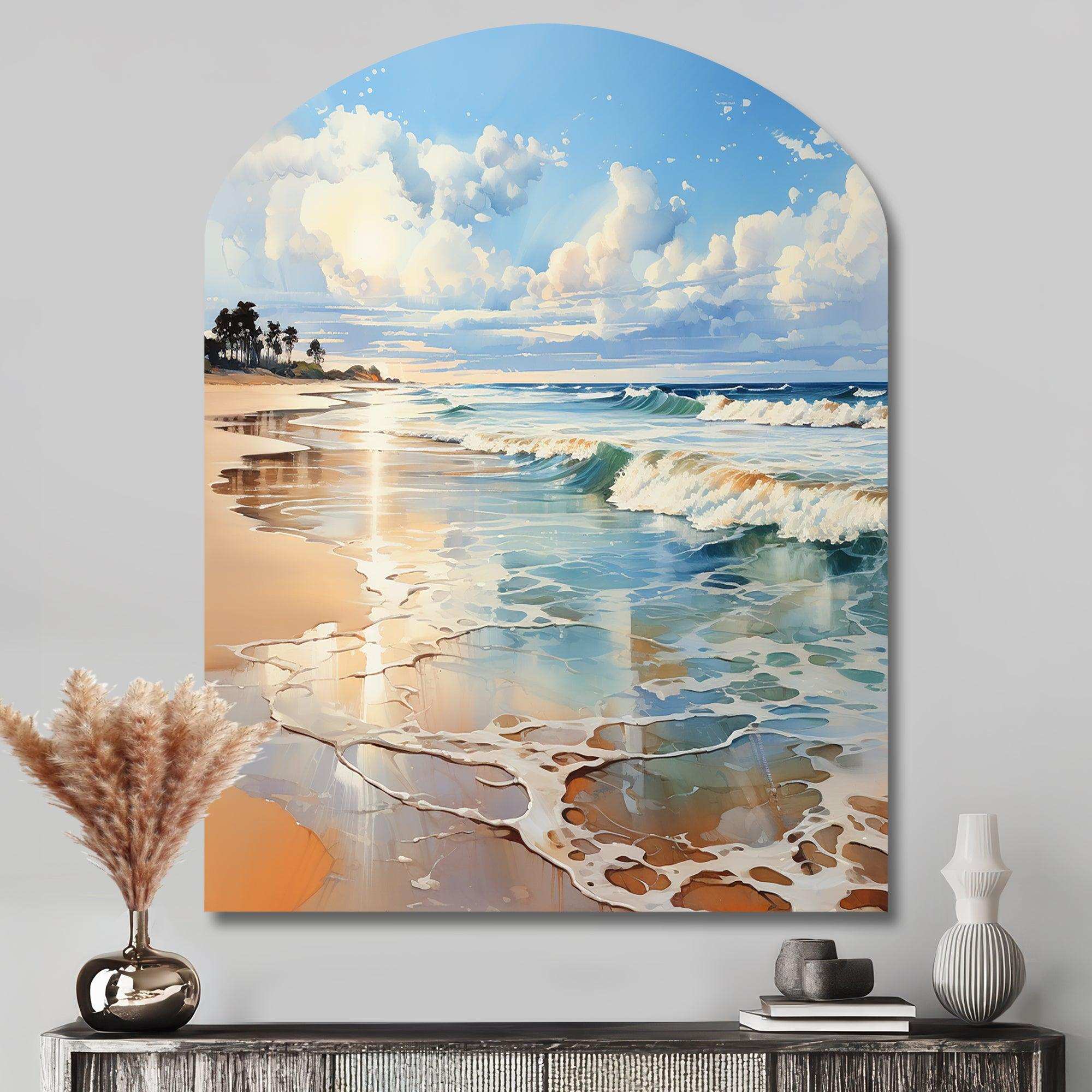 Beach Photo Seaside Reflections V - Asymmetric Metal Wall Art