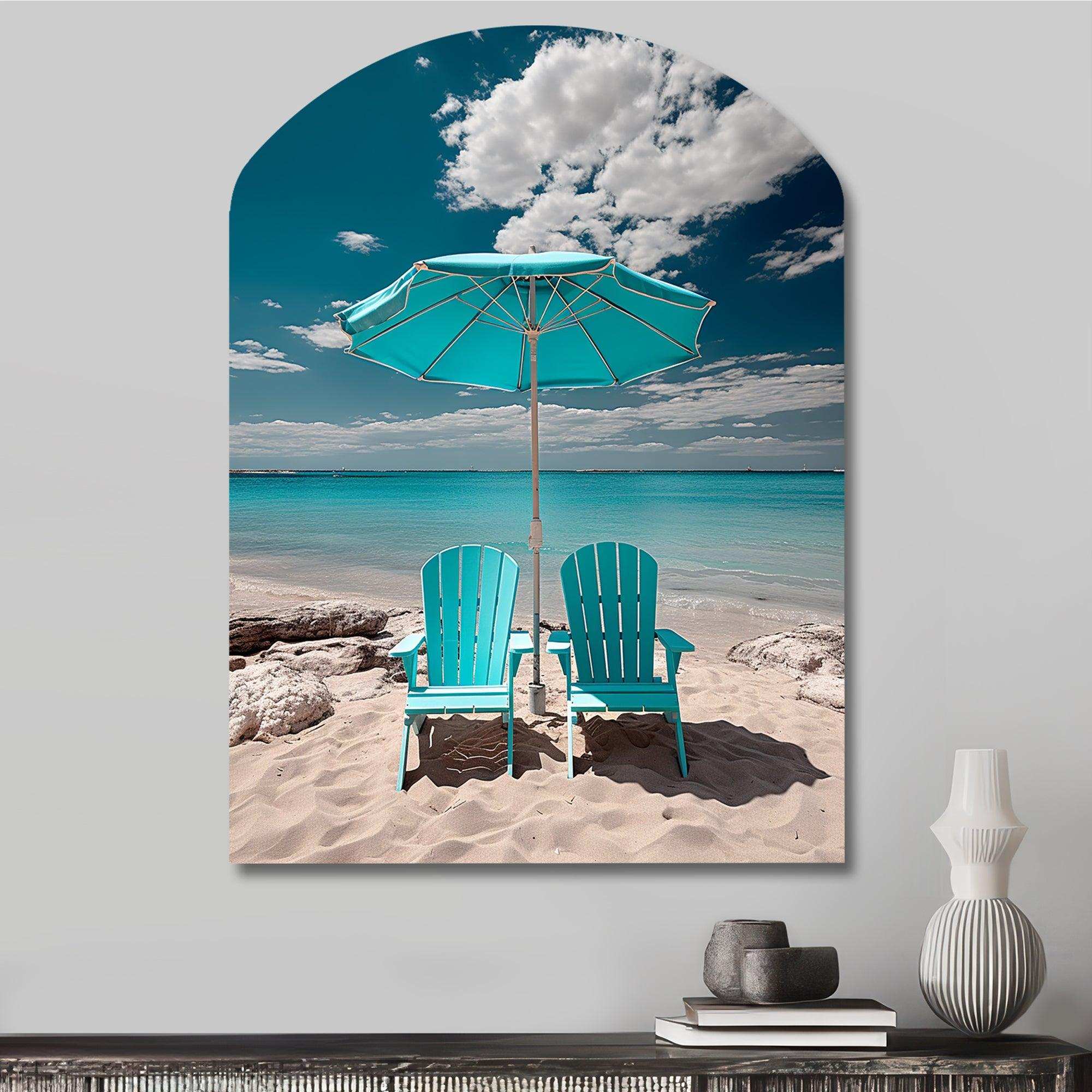 Beach Sandy Escape Chairs - Asymmetric Metal Wall Art