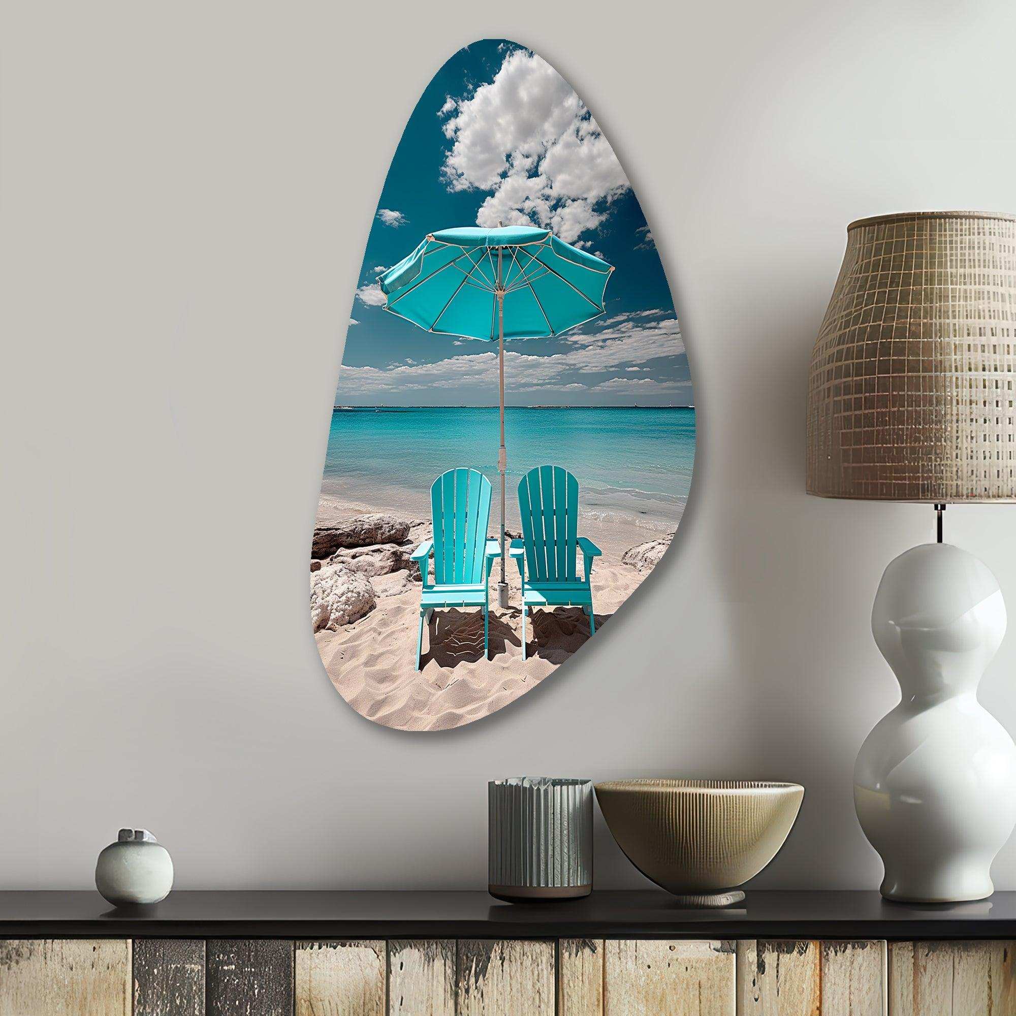 Beach Sandy Escape Chairs - Asymmetric Metal Wall Art