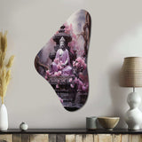 Pink Buddhism Buddhist Chanting - Asymmetric Metal Wall Art