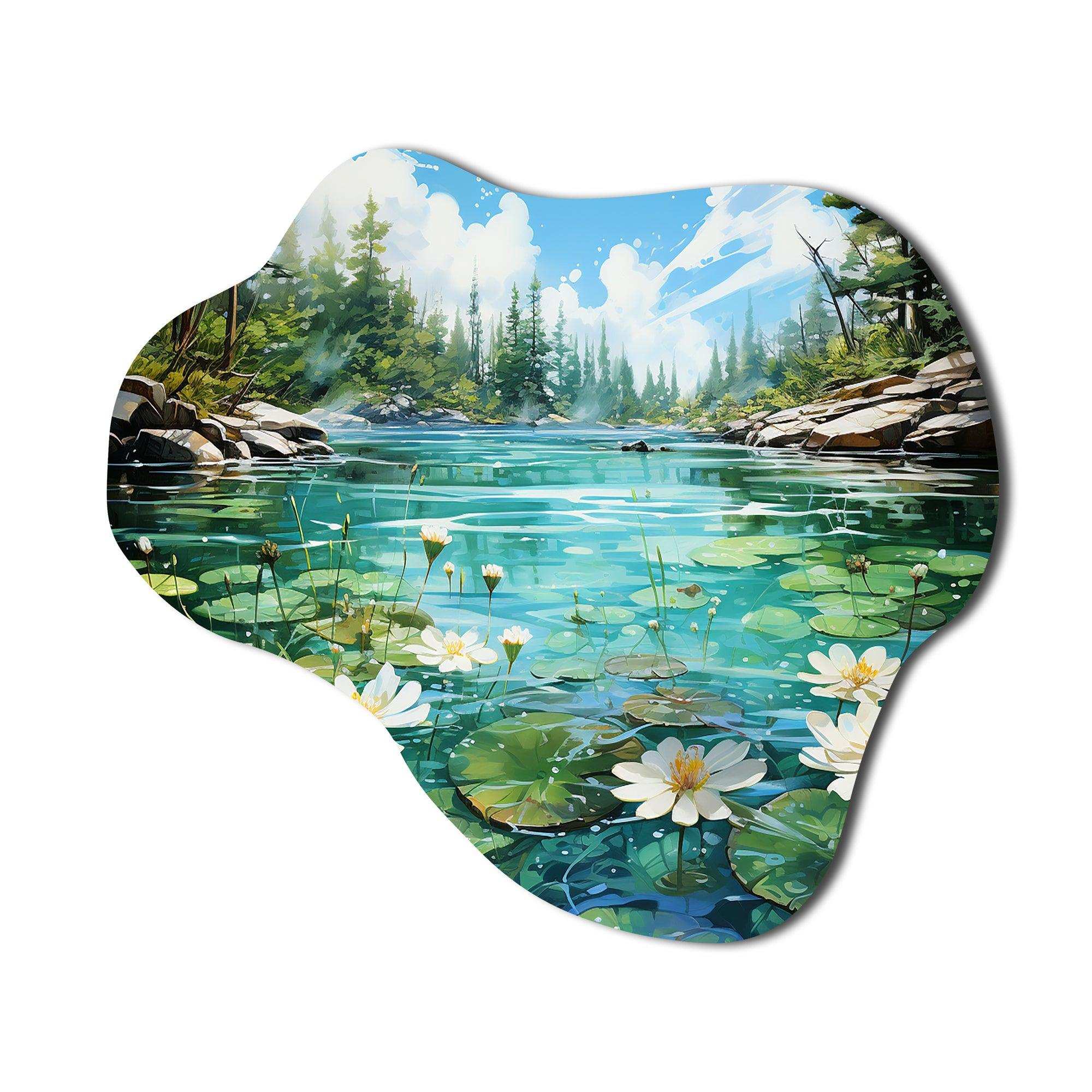 Canada Lakeside Tranquility I - Asymmetric Metal Wall Art