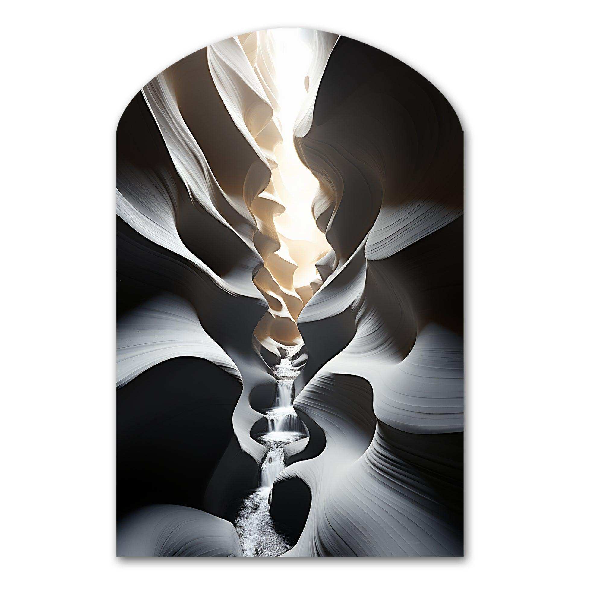 Black White Canyon Whispering Walls In I - Asymmetric Metal Wall Art