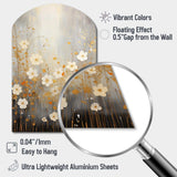 Minimalism Yellow White Flower Collage I - Asymmetric Metal Wall Art