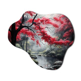 Minimalist Monochrome Red Forest III - Asymmetric Metal Wall Art