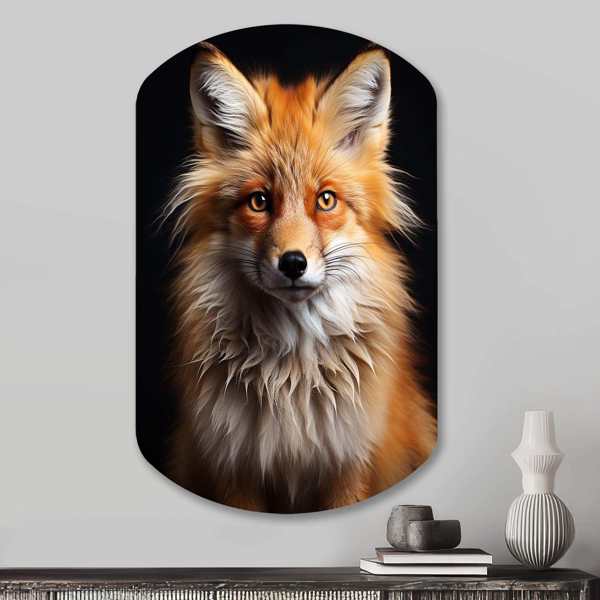 Orange Fox Guardian - Asymmetric Metal Wall Art