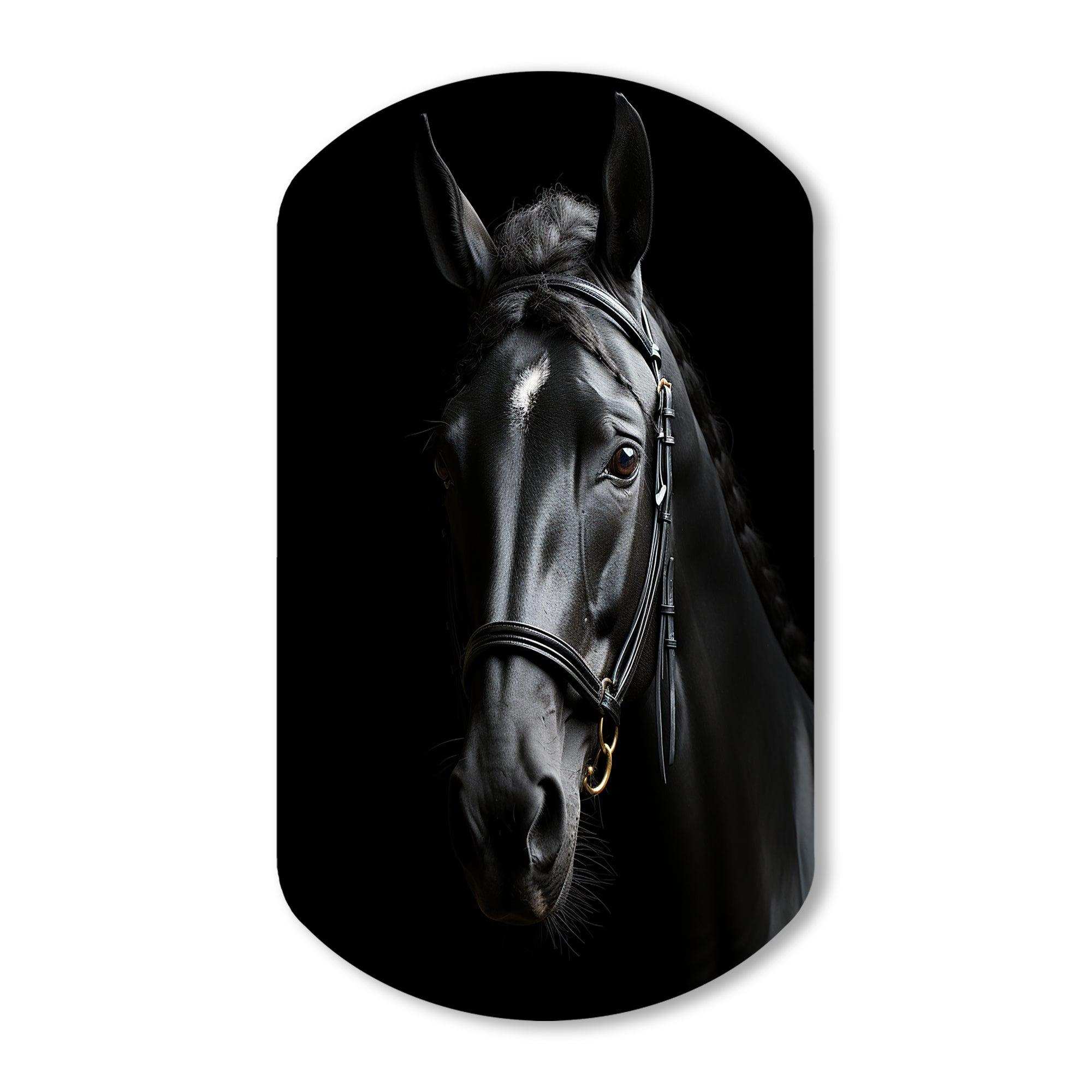 Black And White Horse Elegance - Asymmetric Metal Wall Art