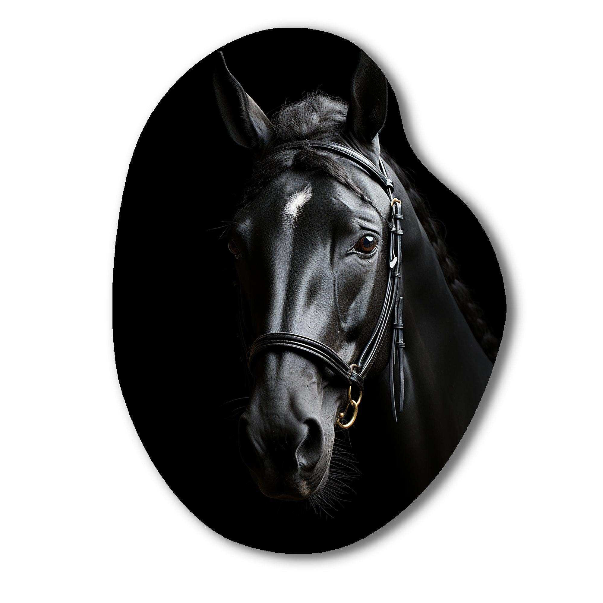 Black And White Horse Elegance - Asymmetric Metal Wall Art