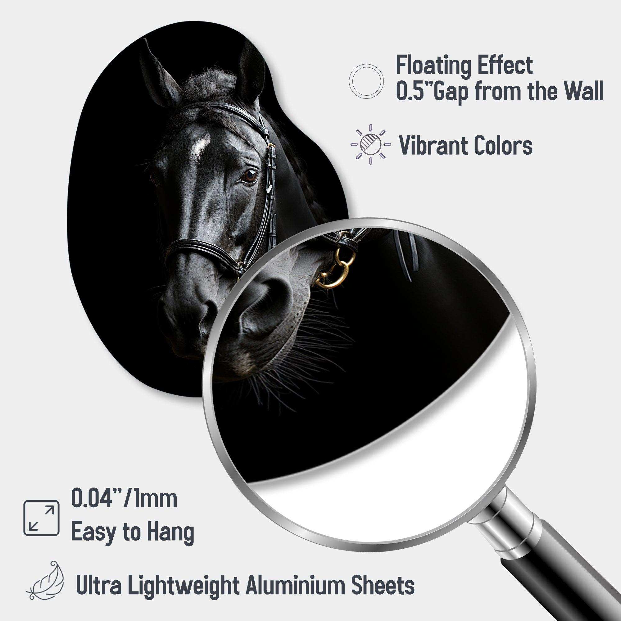 Black And White Horse Elegance - Asymmetric Metal Wall Art