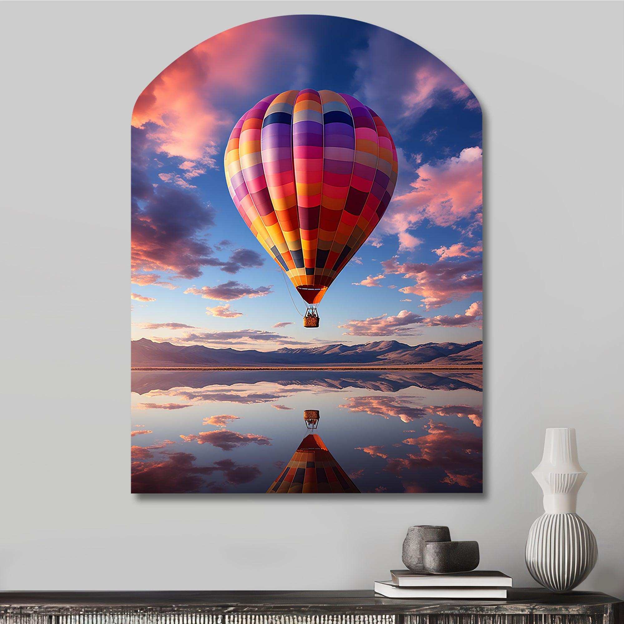 Orange Hot Air Ballon Horizon IV - Asymmetric Metal Wall Art