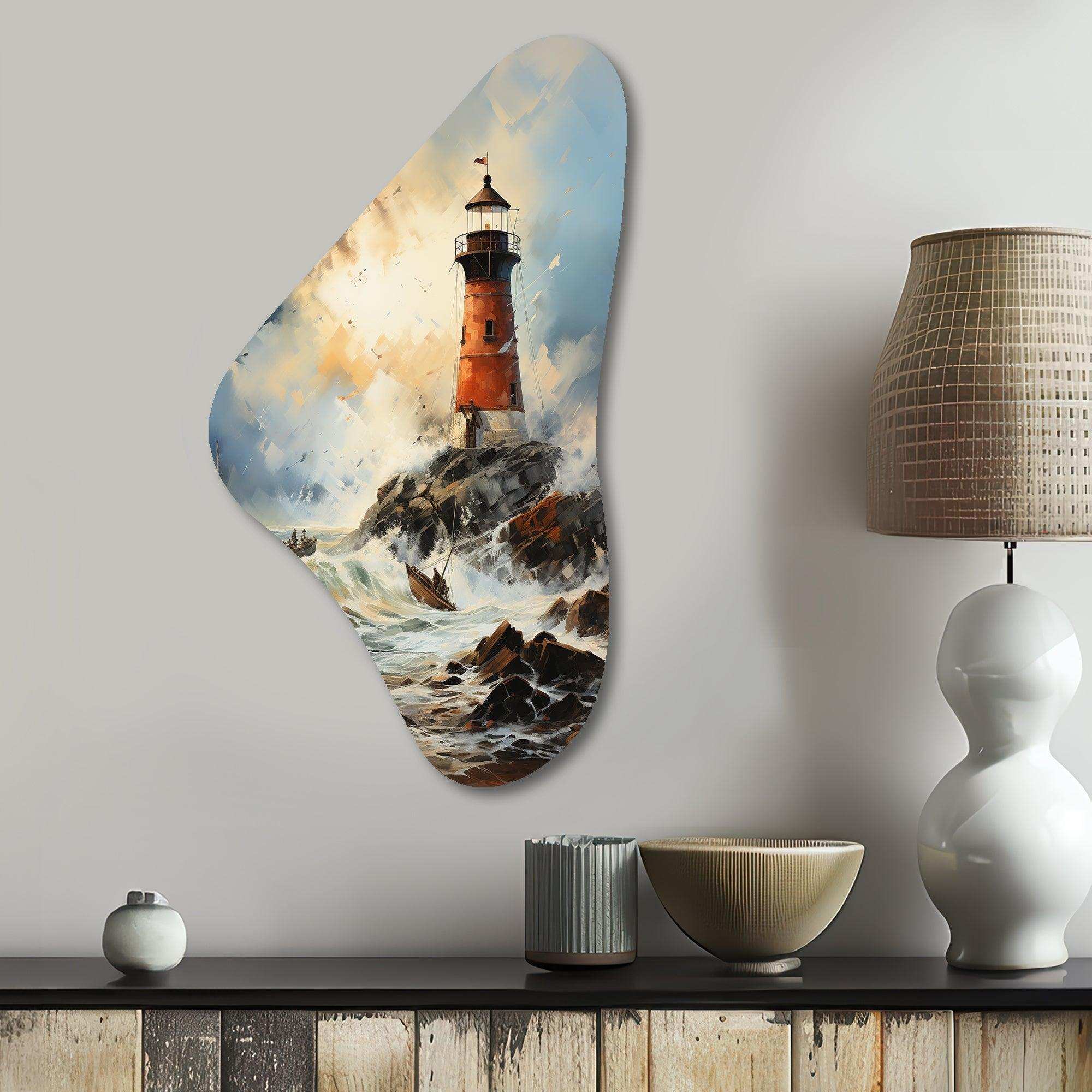 Vintage Lighthouses Guiding Light I - Asymmetric Metal Wall Art