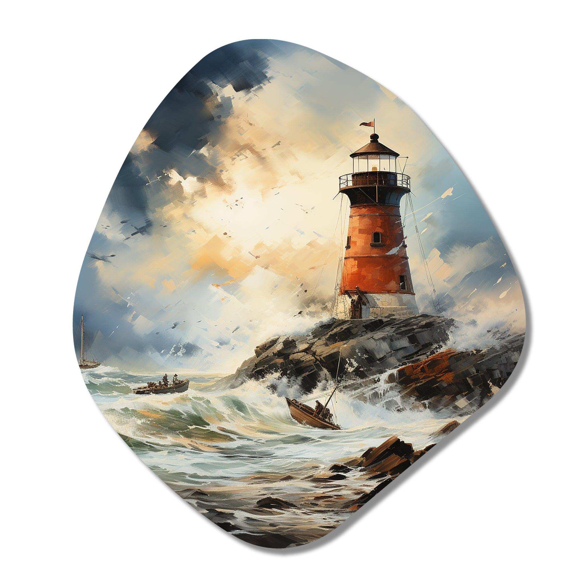 Vintage Lighthouses Guiding Light I - Asymmetric Metal Wall Art