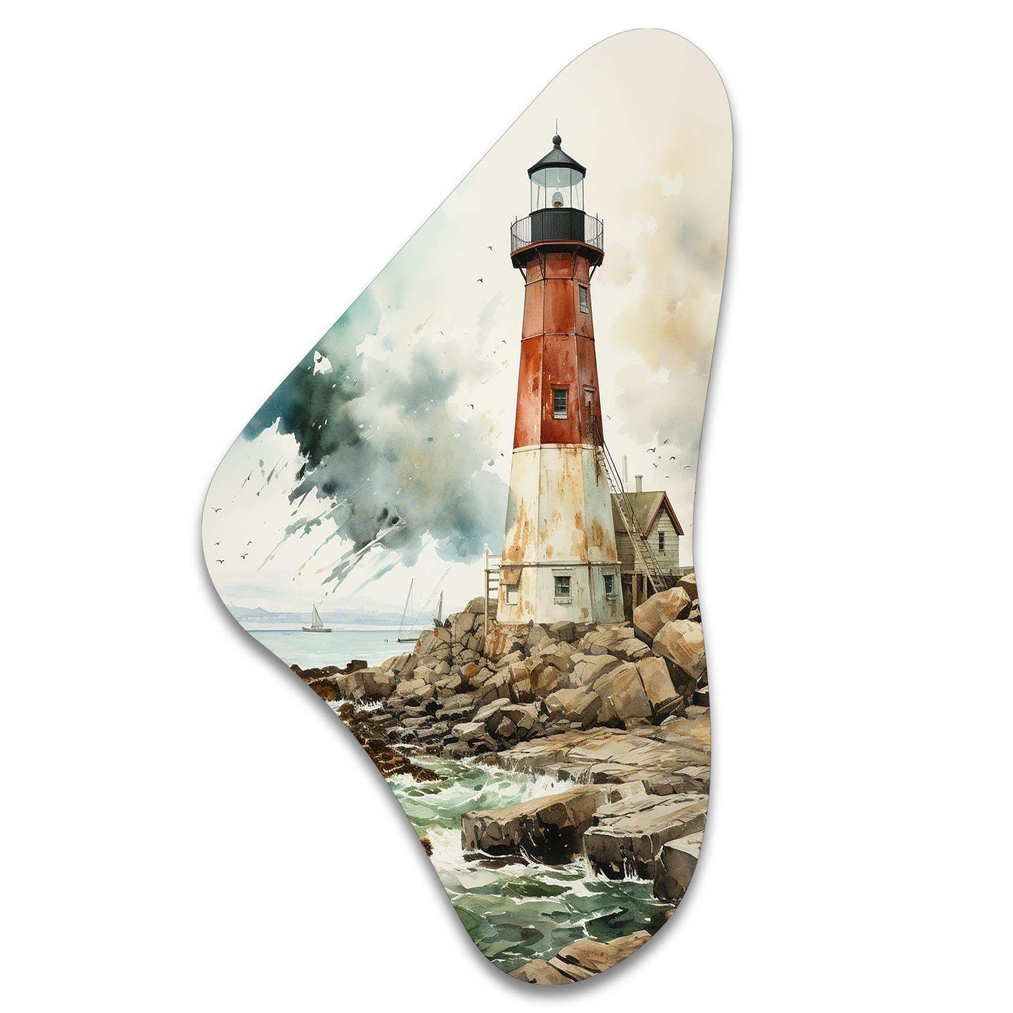 Vintage Lighthouses Guiding Light V - Asymmetric Metal Wall Art