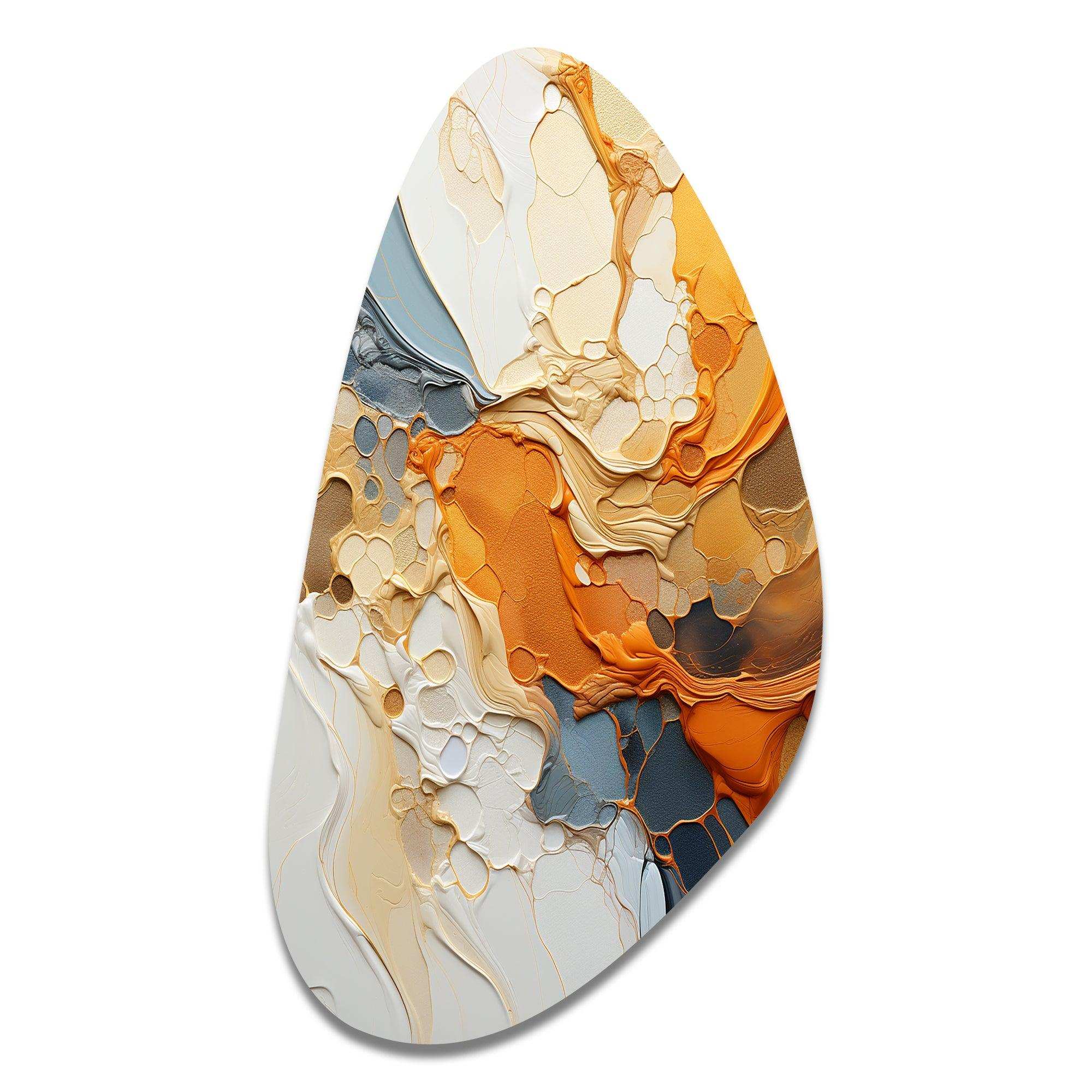 Orange Blue Line Art Abstract Expressionism - Asymmetric Metal Wall Art