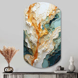 Orange White Line Art Organic Abstraction - Asymmetric Metal Wall Art