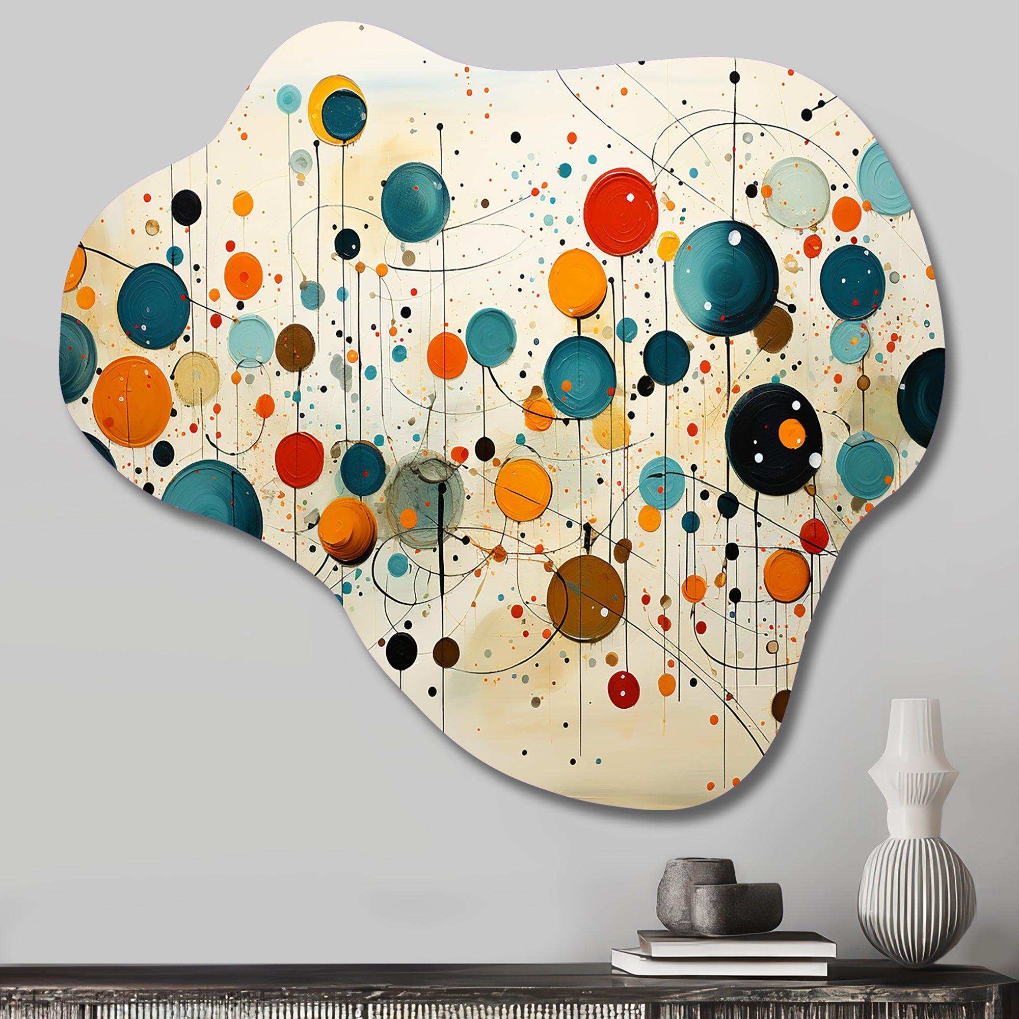 Green Beige Mid Century Abstract Retro IV - Asymmetric Metal Wall Art