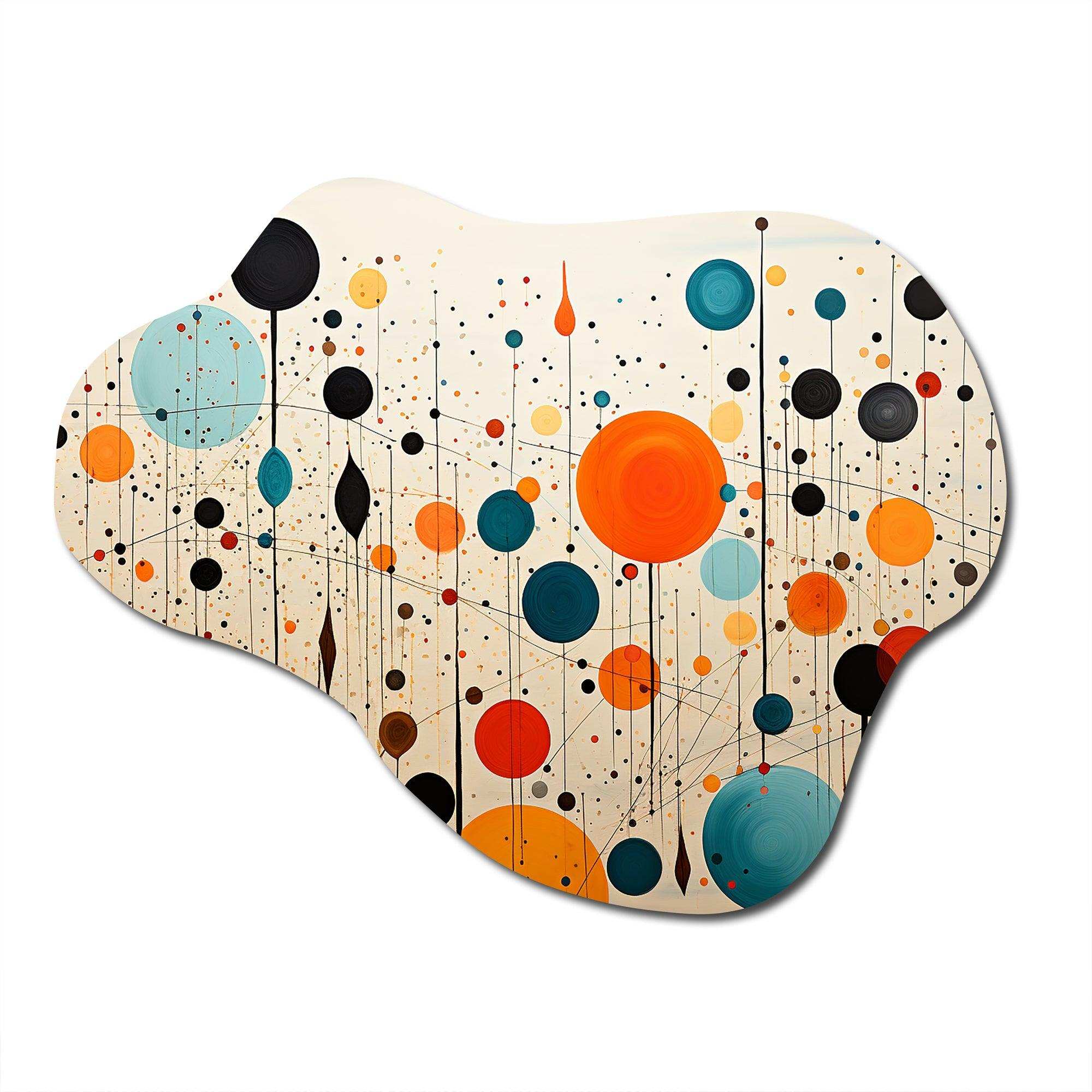 Orange Blue Mid Century Geometric Abstractions III - Asymmetric Metal Wall Art