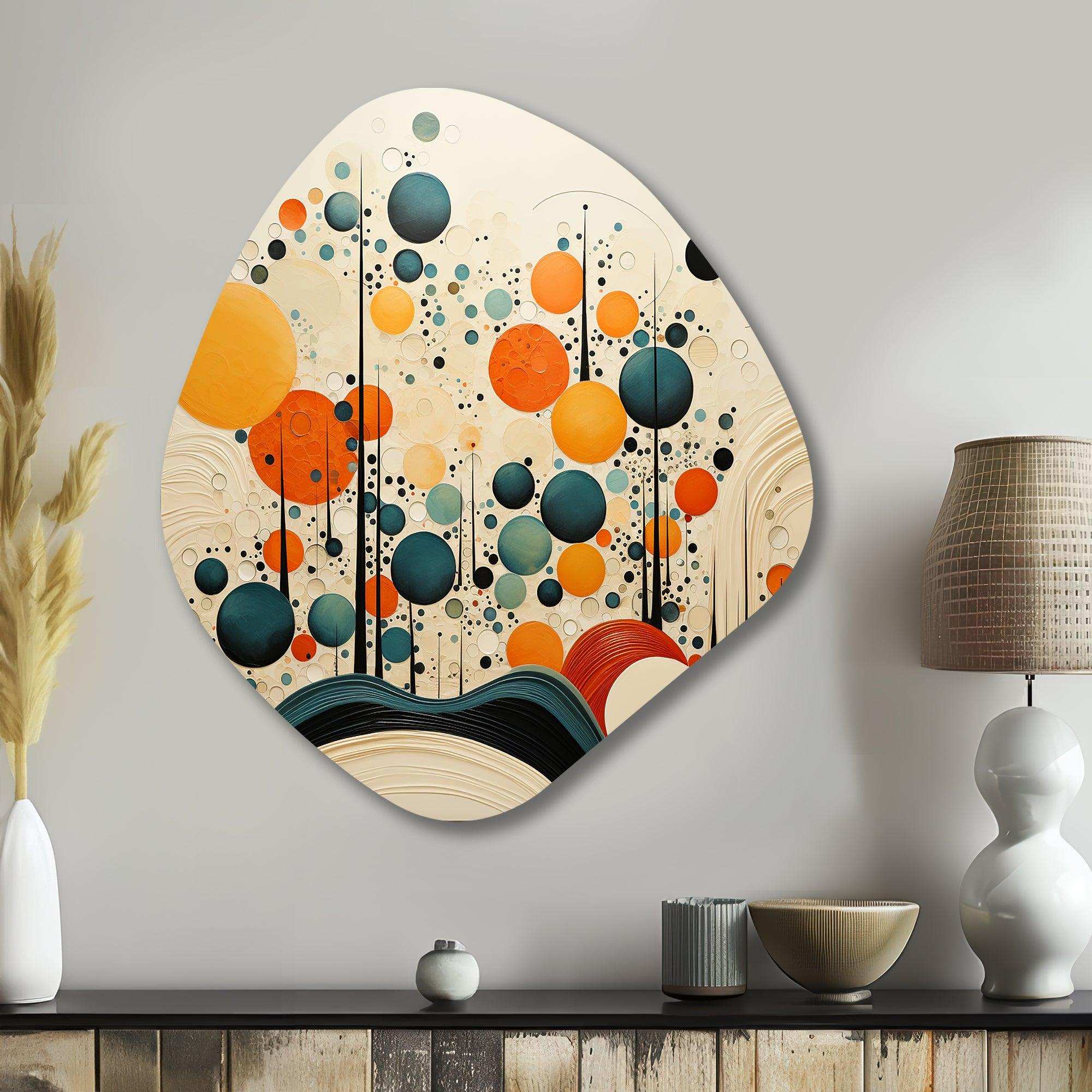 Orange Mid Century Organic Harmony II - Asymmetric Metal Wall Art