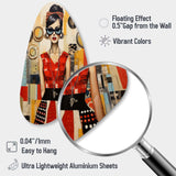 Mid Century Retro Woman Portrait V - Asymmetric Metal Wall Art